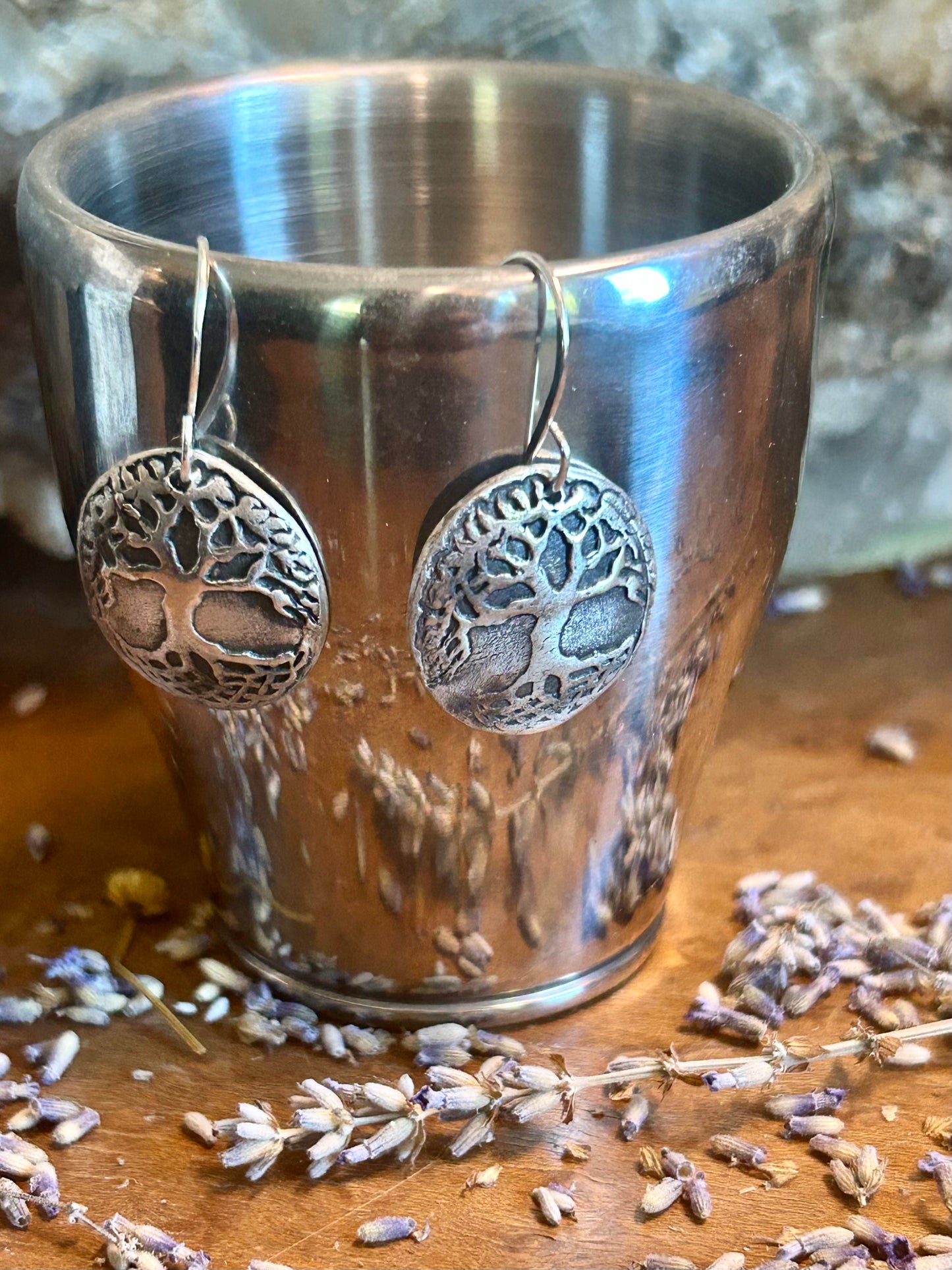 Fine Silver Tree of Life Earrings – Handcrafted .999 Silver Dangle Earrings