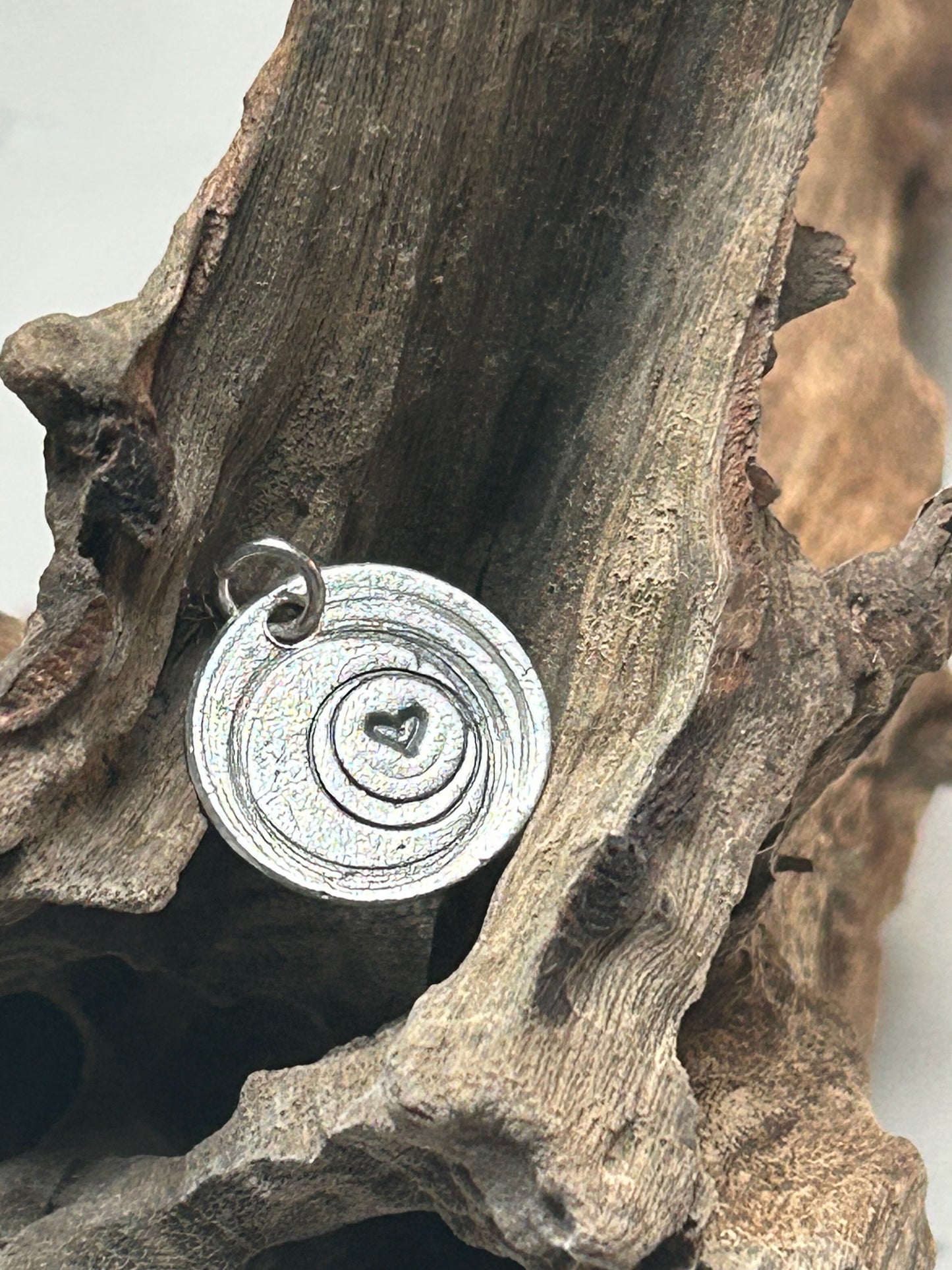 Handcrafted .999 Fine Silver Spiral Heart Pendant | Artisan Silver Necklace Charm