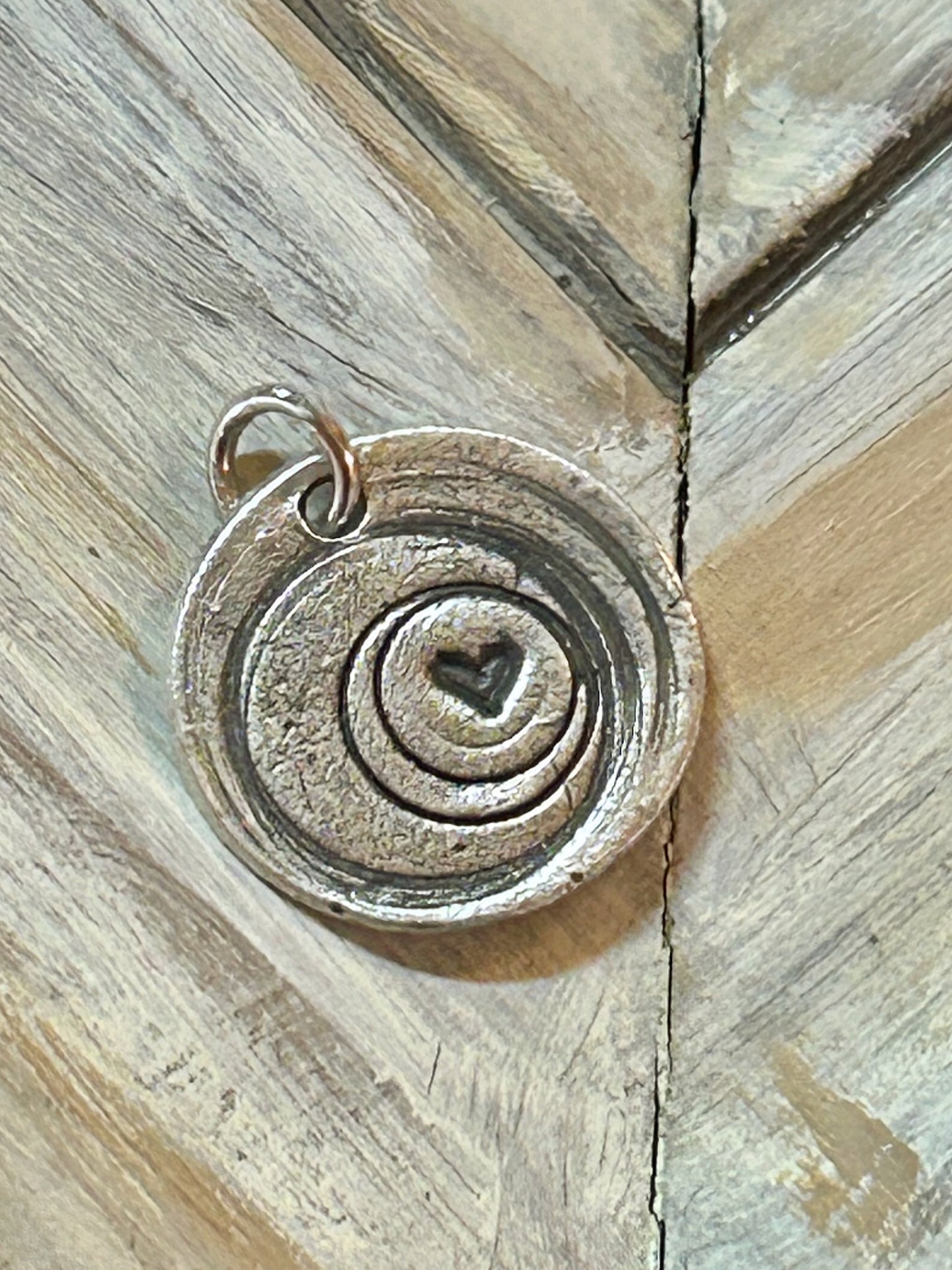Handcrafted .999 Fine Silver Spiral Heart Pendant | Artisan Silver Necklace Charm