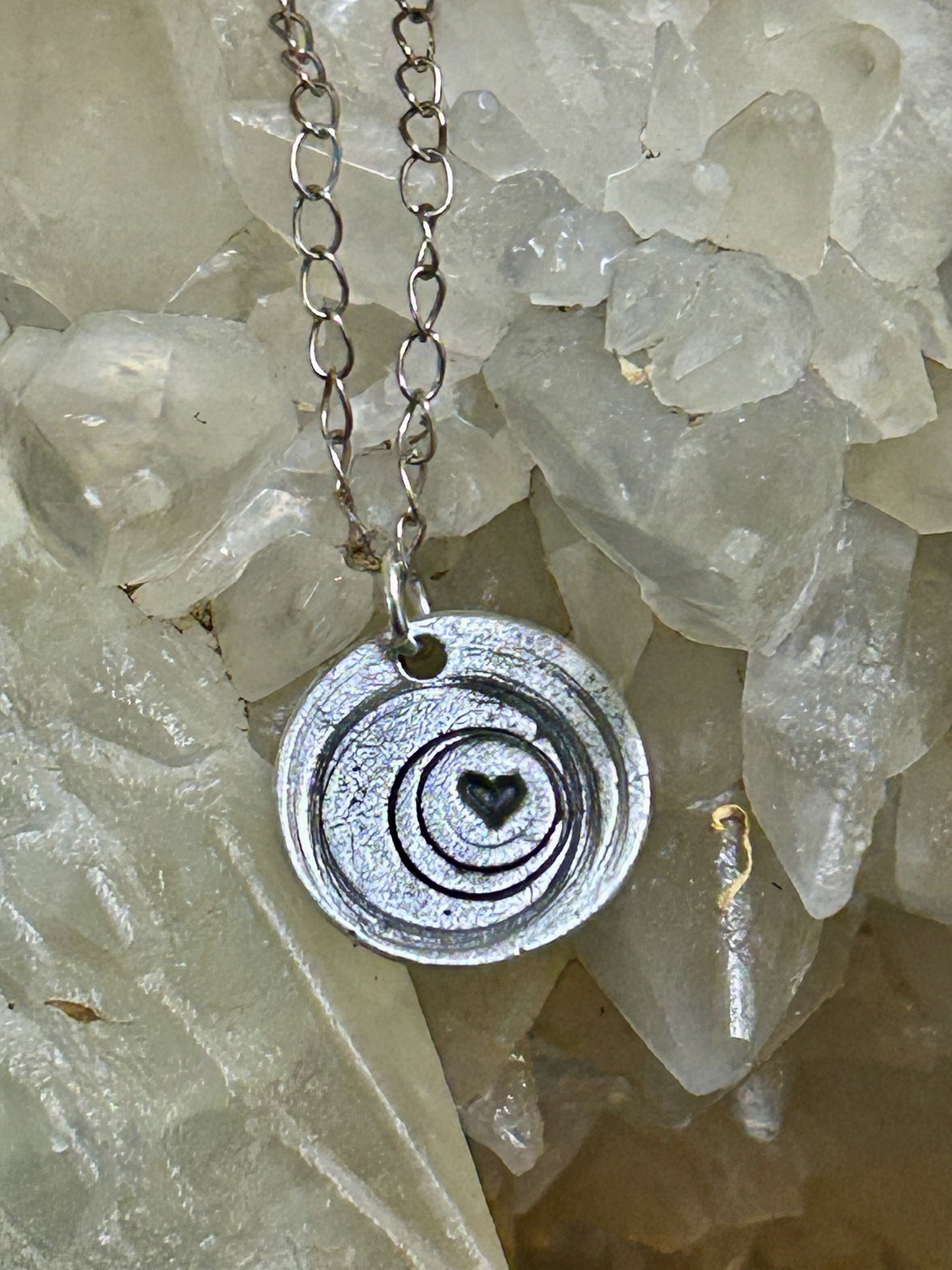 Handcrafted .999 Fine Silver Spiral Heart Pendant | Artisan Silver Necklace Charm