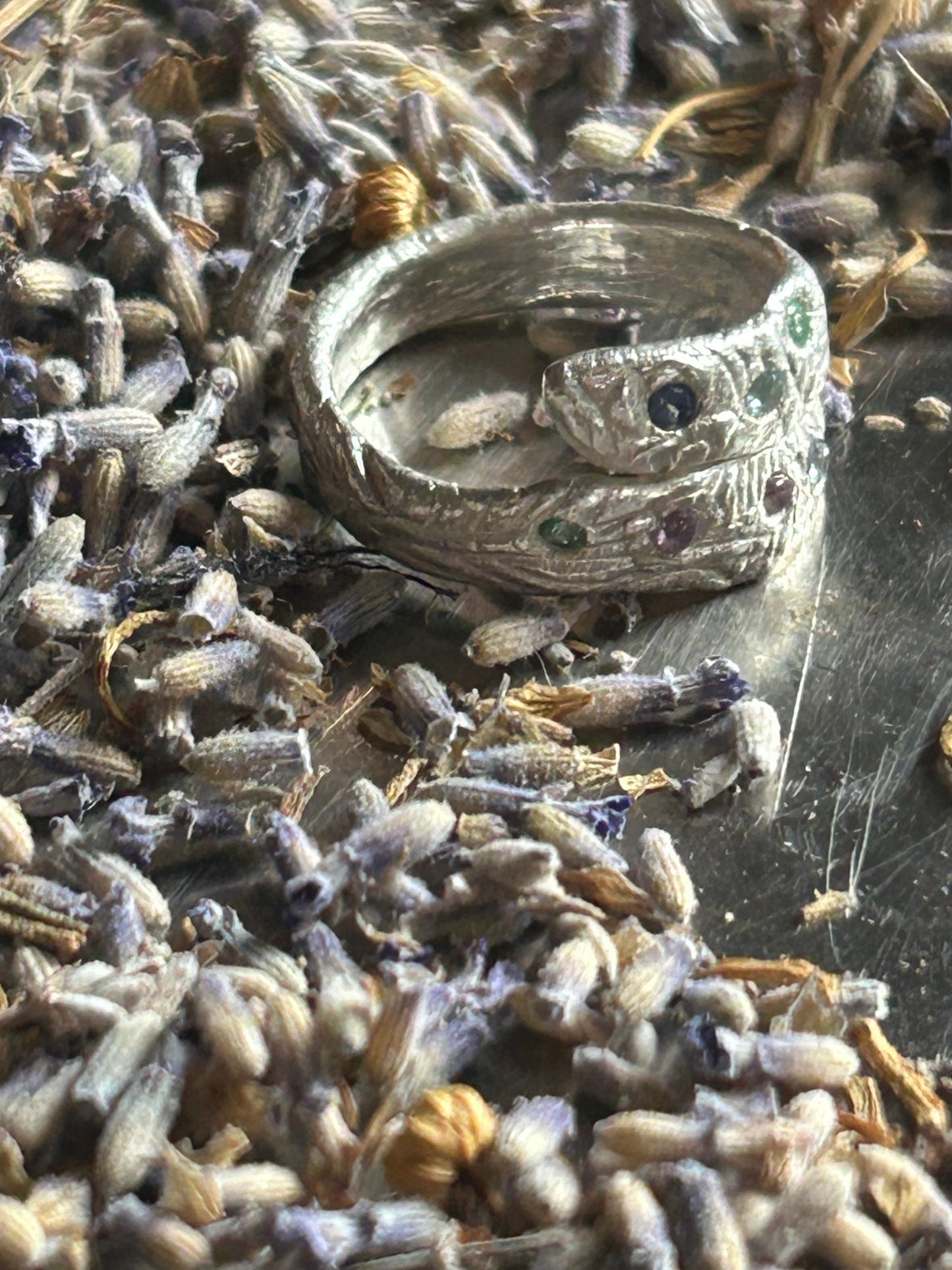 Fine Silver Wrap Ring with 2mm Nano Stones
