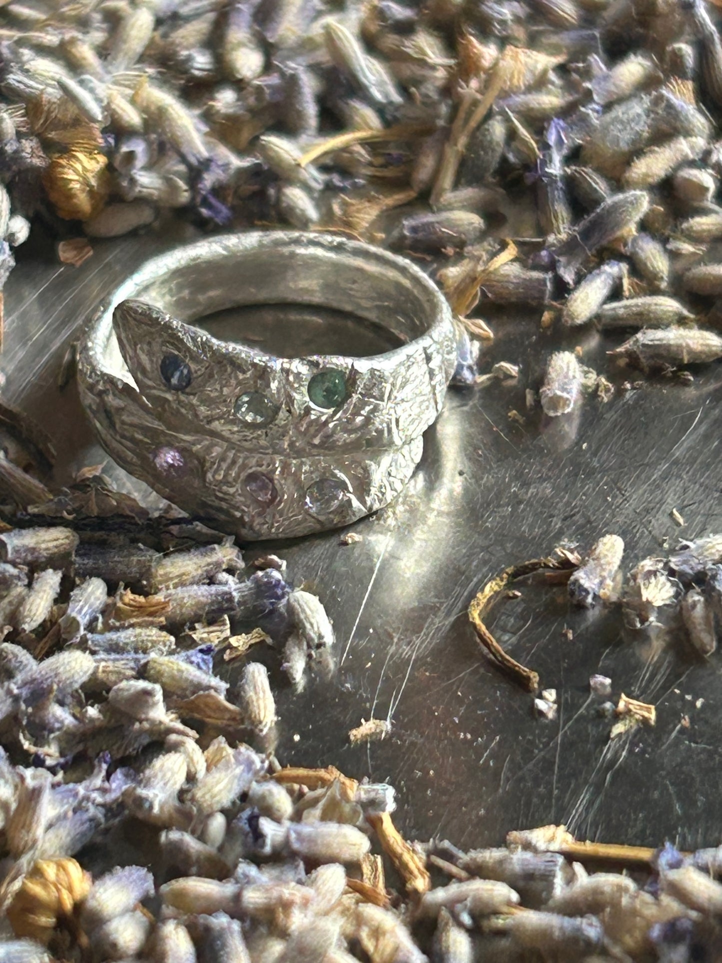 Fine Silver Wrap Ring with 2mm Nano Stones