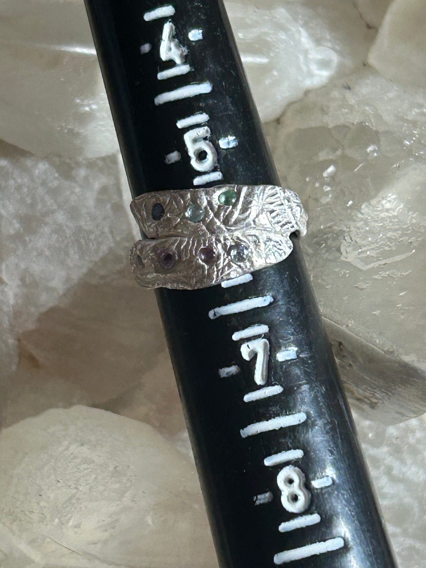 Fine Silver Wrap Ring with 2mm Nano Stones