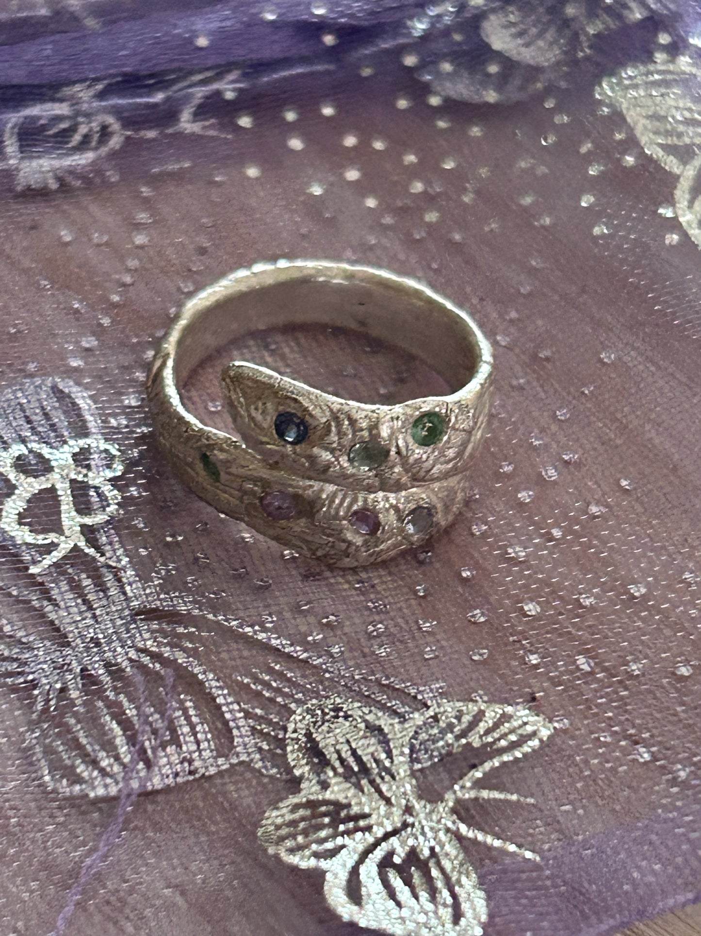 Fine Silver Wrap Ring with 2mm Nano Stones
