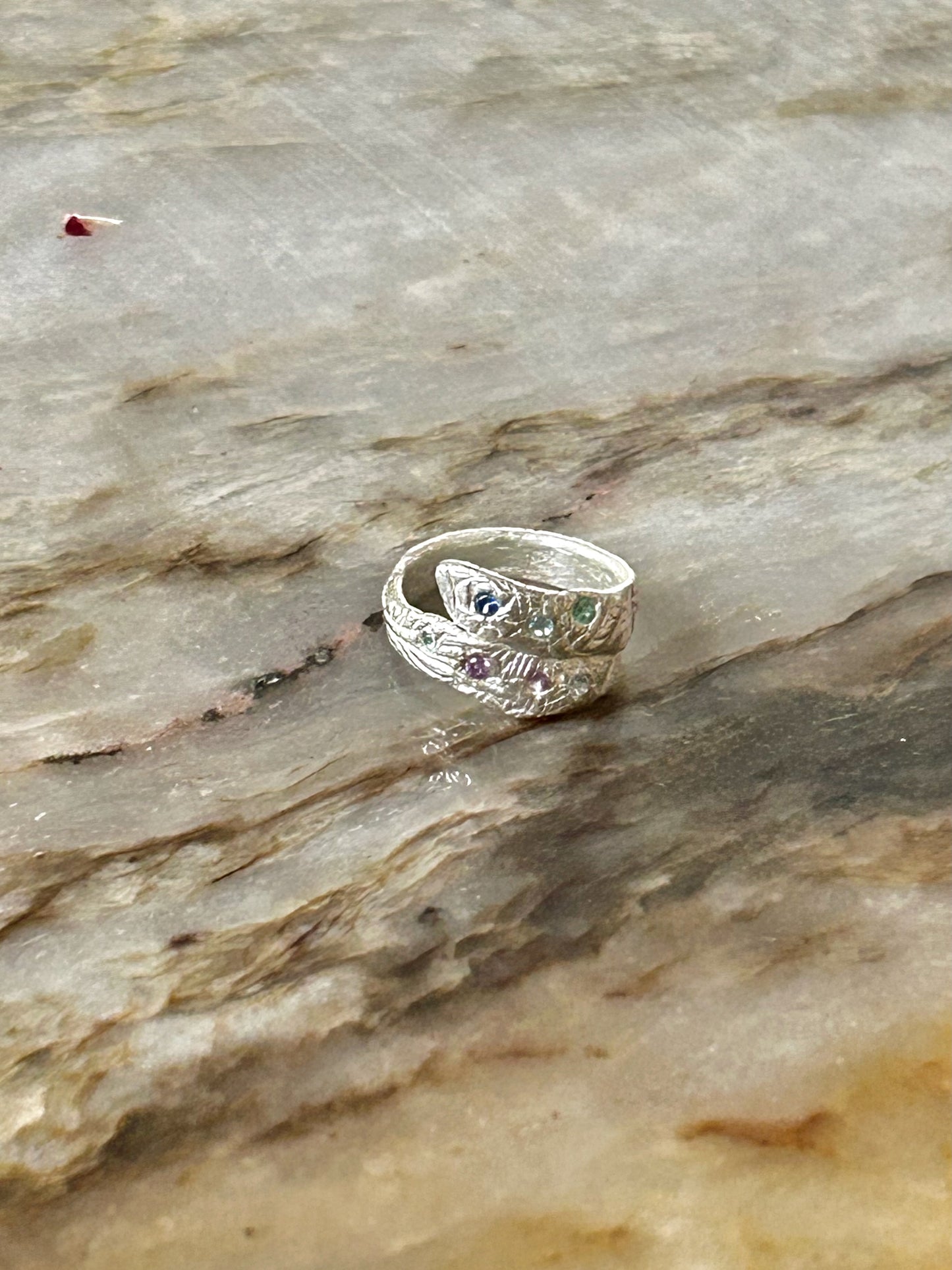 Fine Silver Wrap Ring with 2mm Nano Stones
