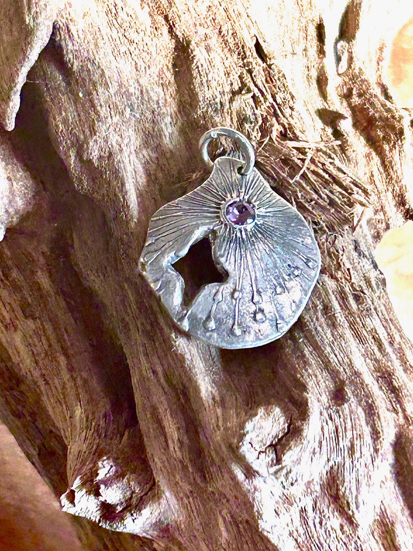 Handcrafted .999 Fine Silver Star & Amethyst Pendant