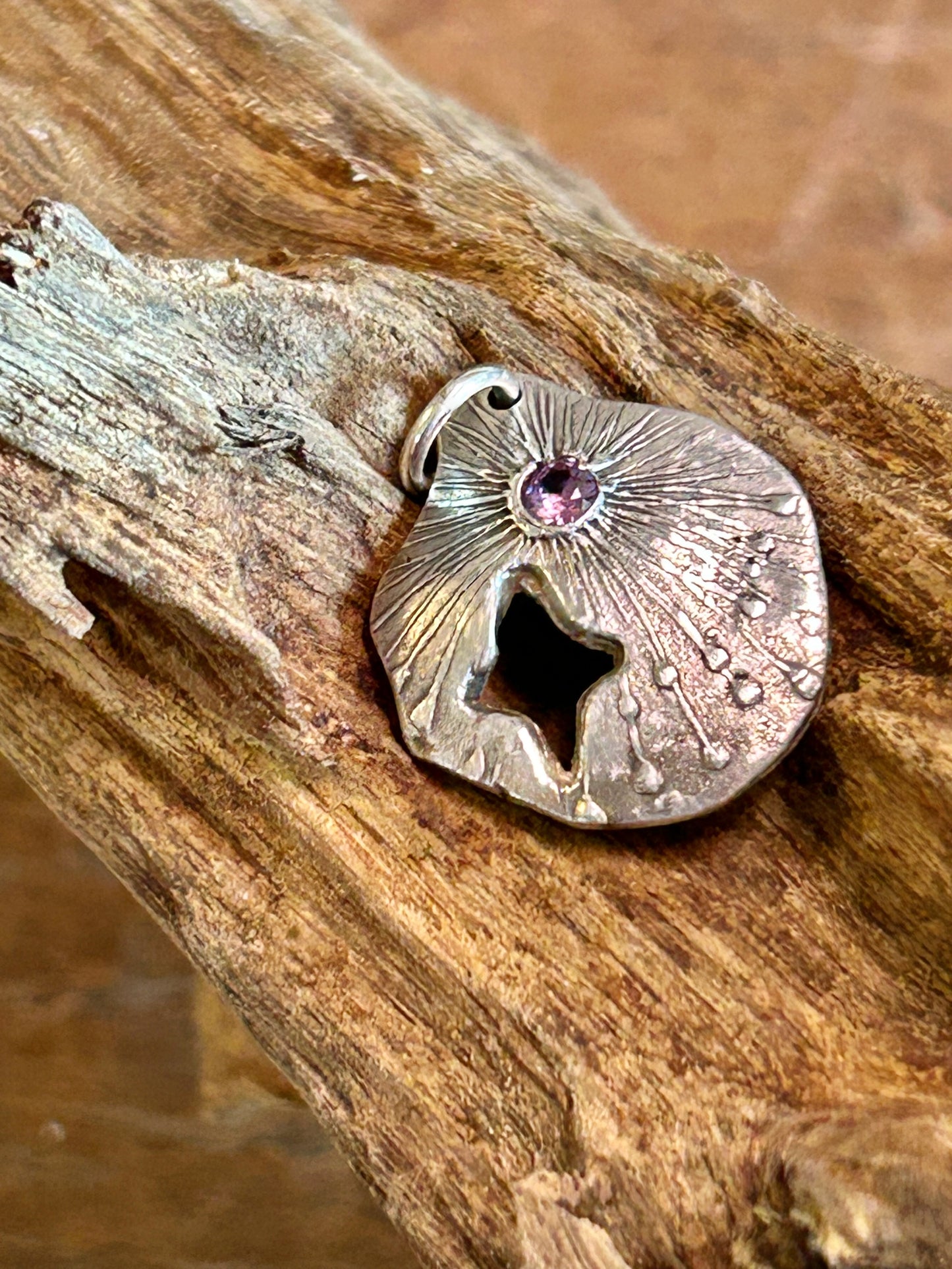 Handcrafted .999 Fine Silver Star & Amethyst Pendant