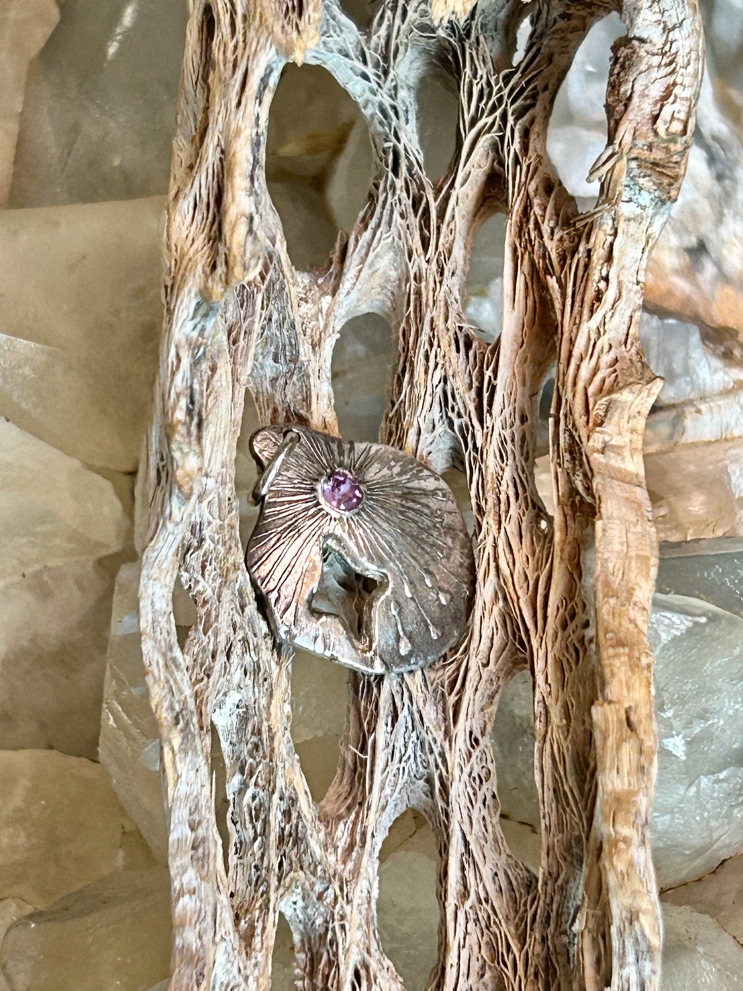 Handcrafted .999 Fine Silver Star & Amethyst Pendant