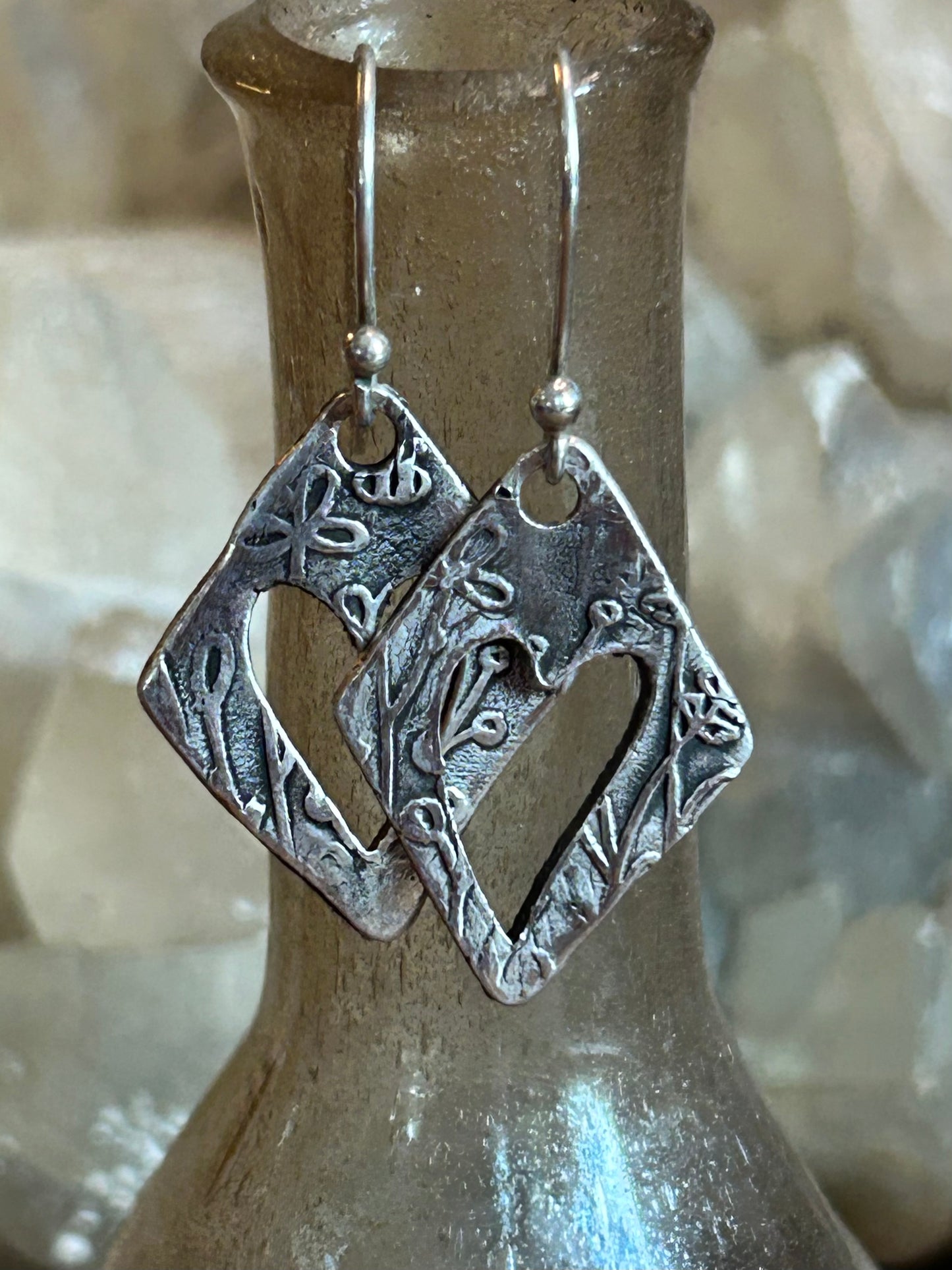 Handcrafted .999 Fine Silver Heart Cutout Dangle Earrings