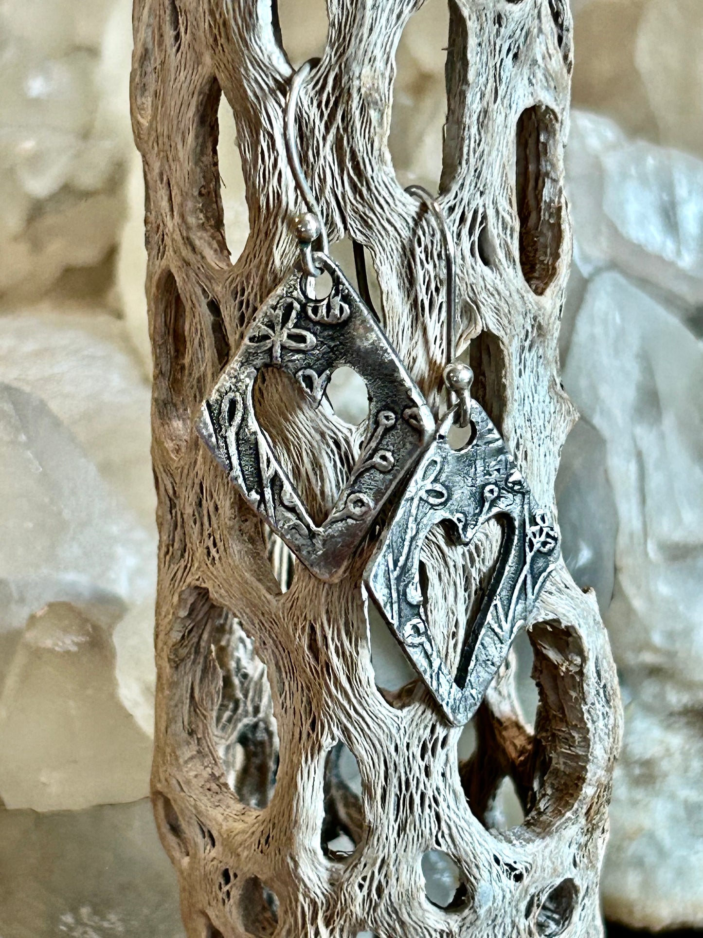 Handcrafted .999 Fine Silver Heart Cutout Dangle Earrings