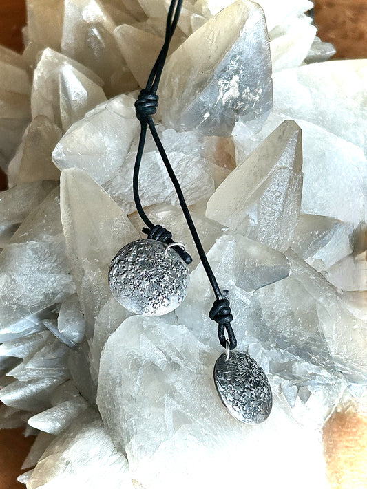 Fine Silver Starburst Adjustable Leather Necklace