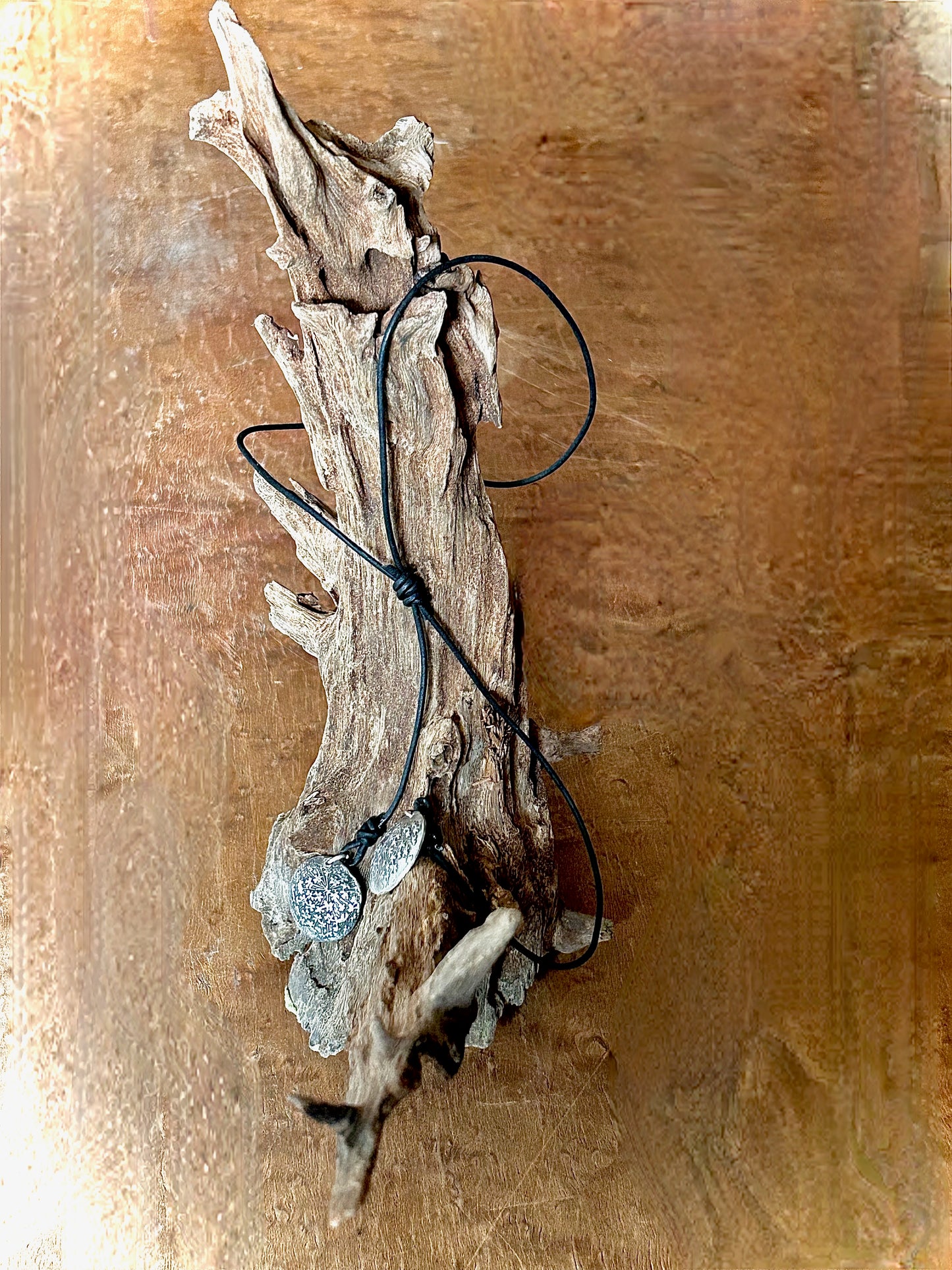 Fine Silver Starburst Adjustable Leather Necklace