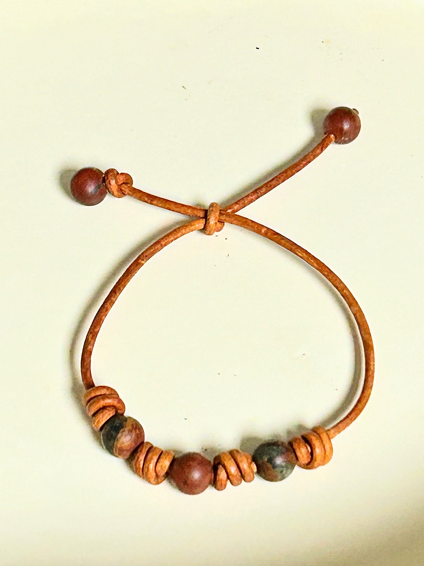 Leather and Jasper Bracelet