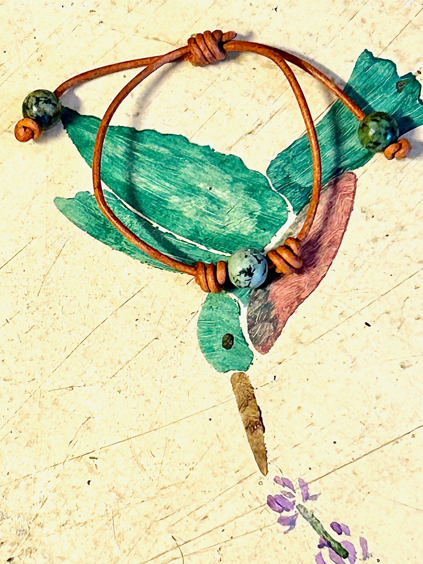 Leather and African Turquoise Bracelet