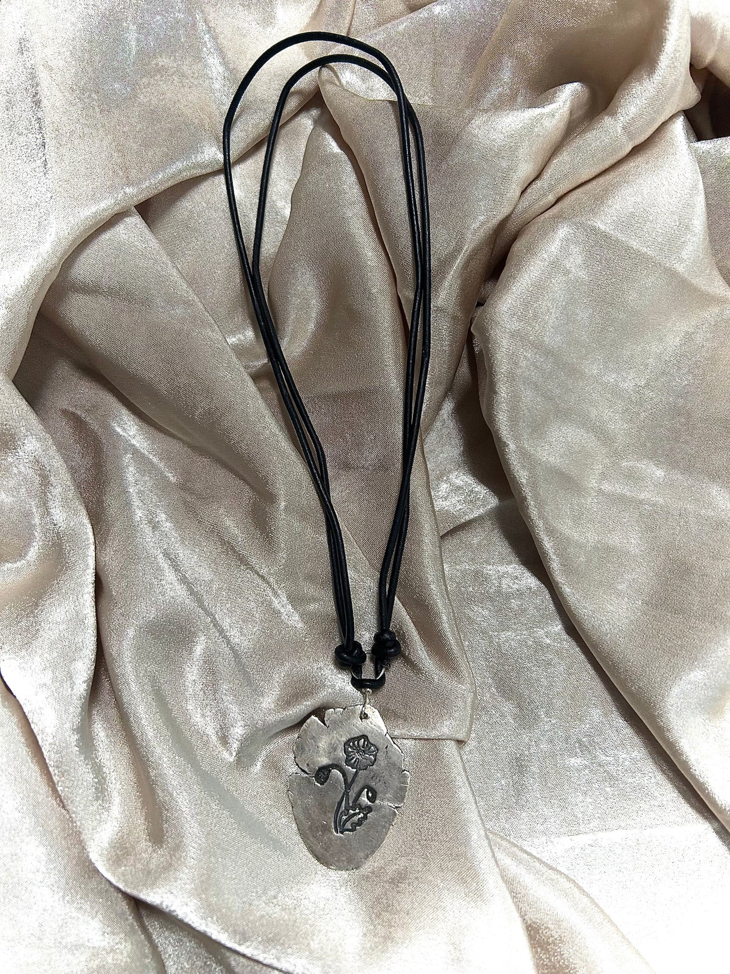 Handcrafted Organic Silver Floral Pendant Necklace