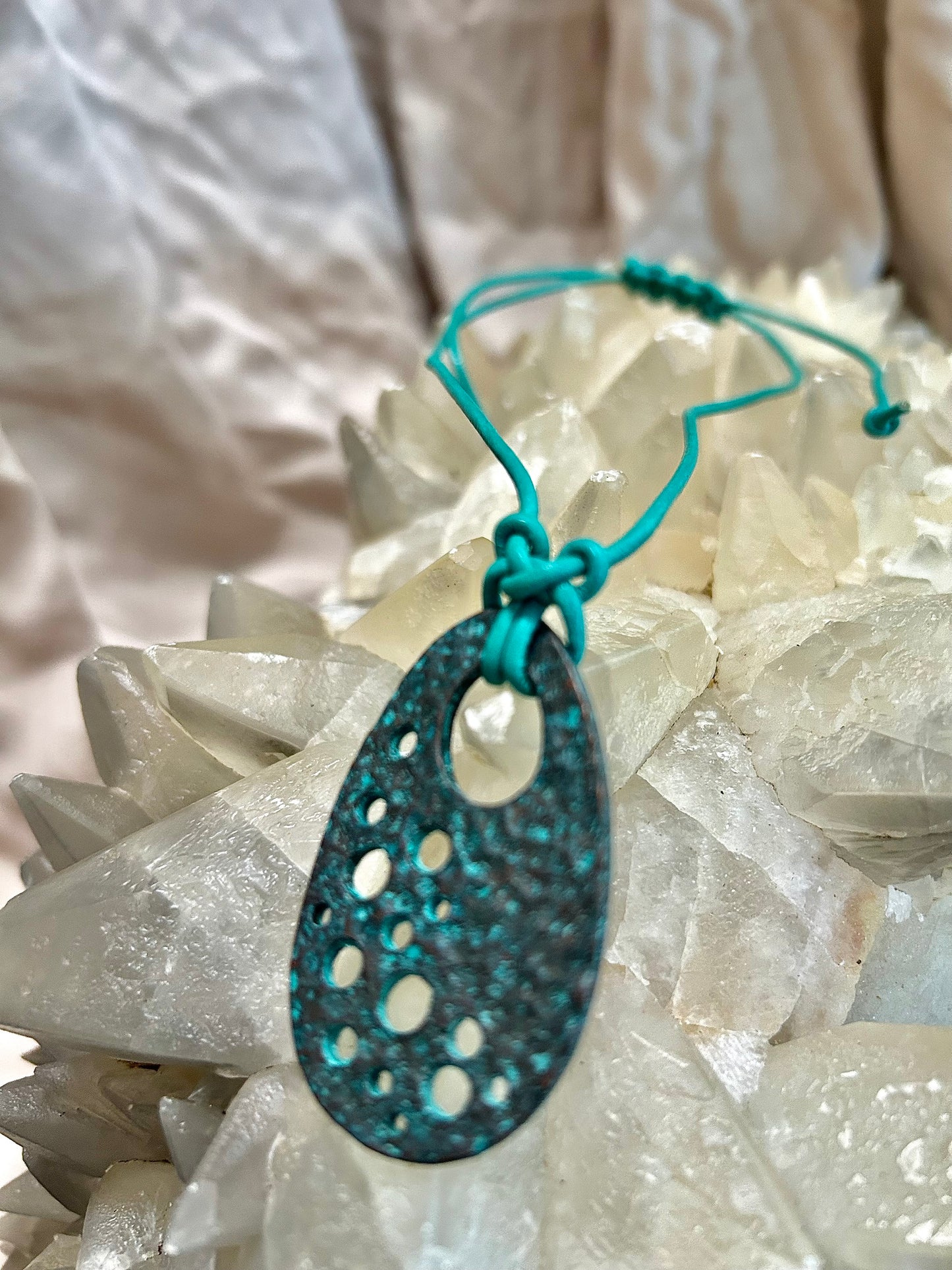"Celestial Drop" Patina Pendant Necklace