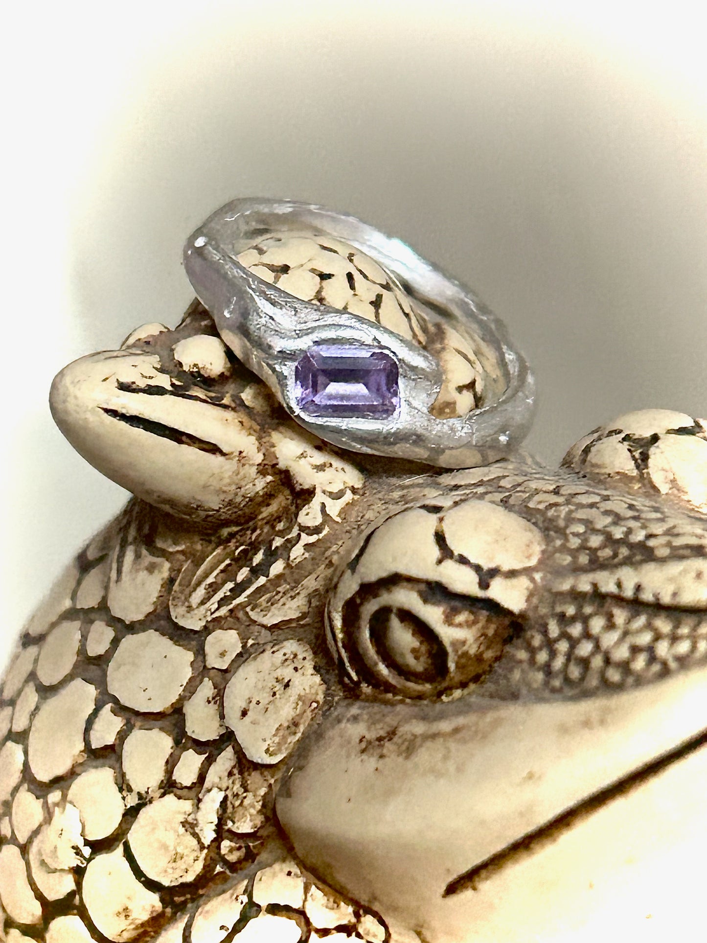 Amethyst fine silver ring