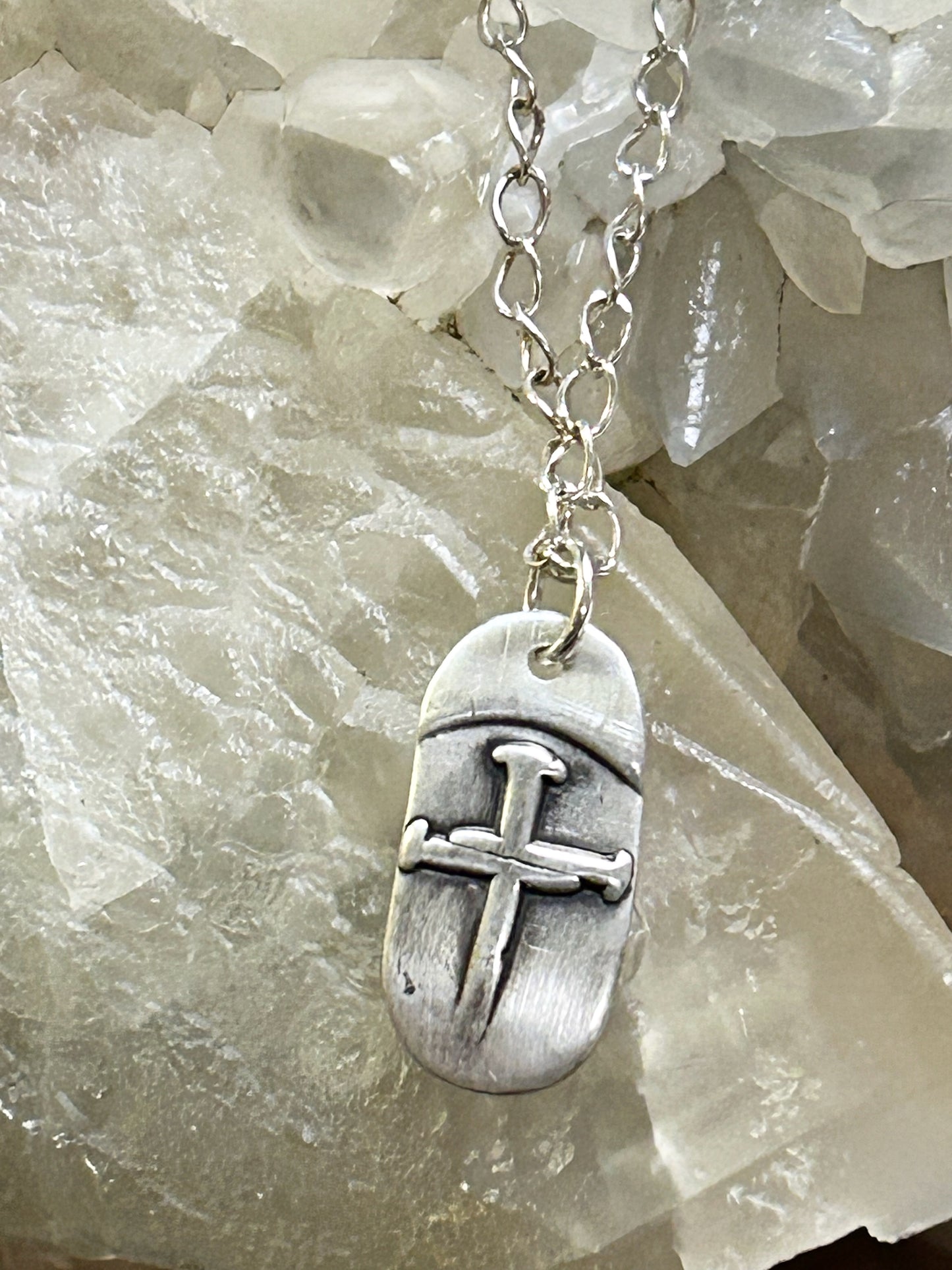 Faith Nail Cross Necklace in Fine Silver
