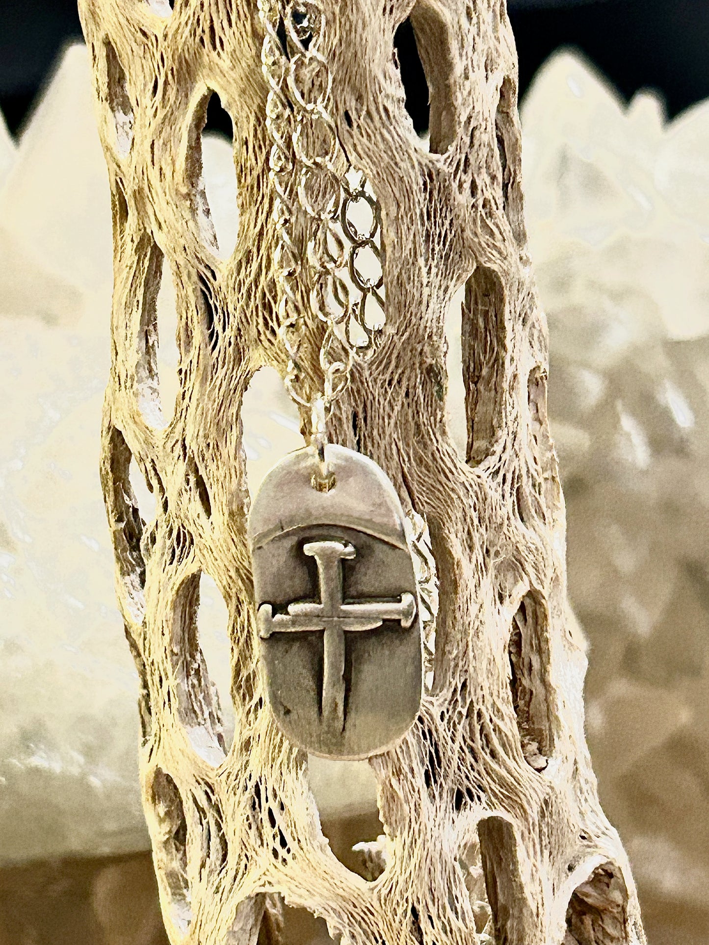 Faith Nail Cross Necklace in Fine Silver