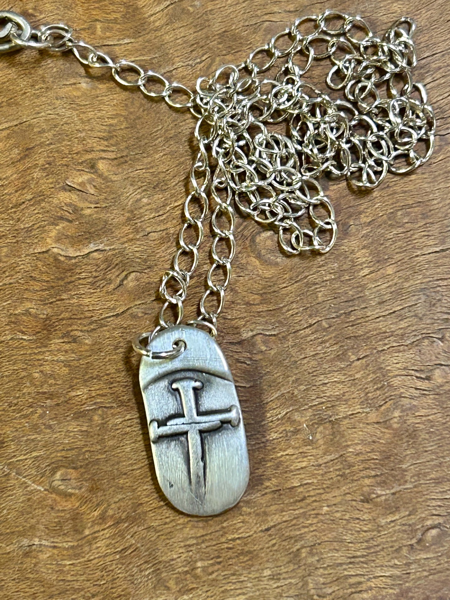 Faith Nail Cross Necklace in Fine Silver