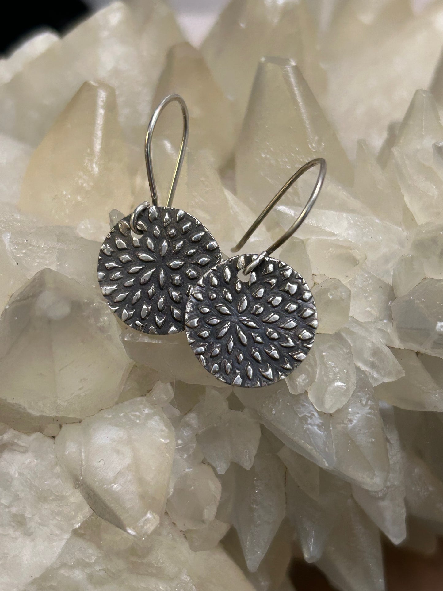 Pure Silver Burst Pattern Earrings