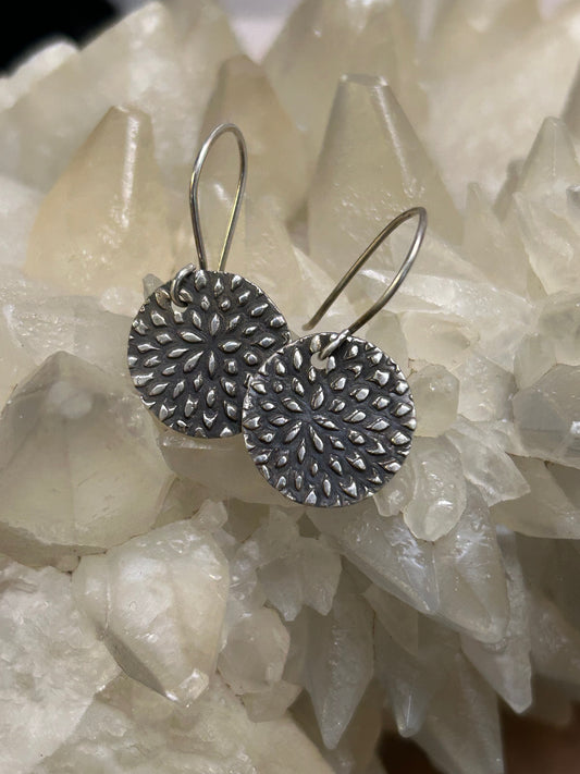 Pure Silver Burst Pattern Earrings