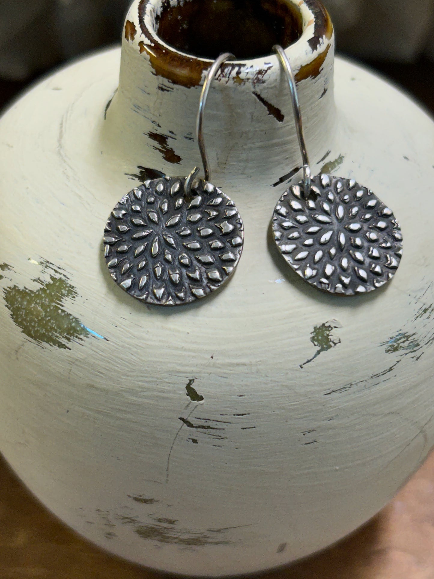 Pure Silver Burst Pattern Earrings