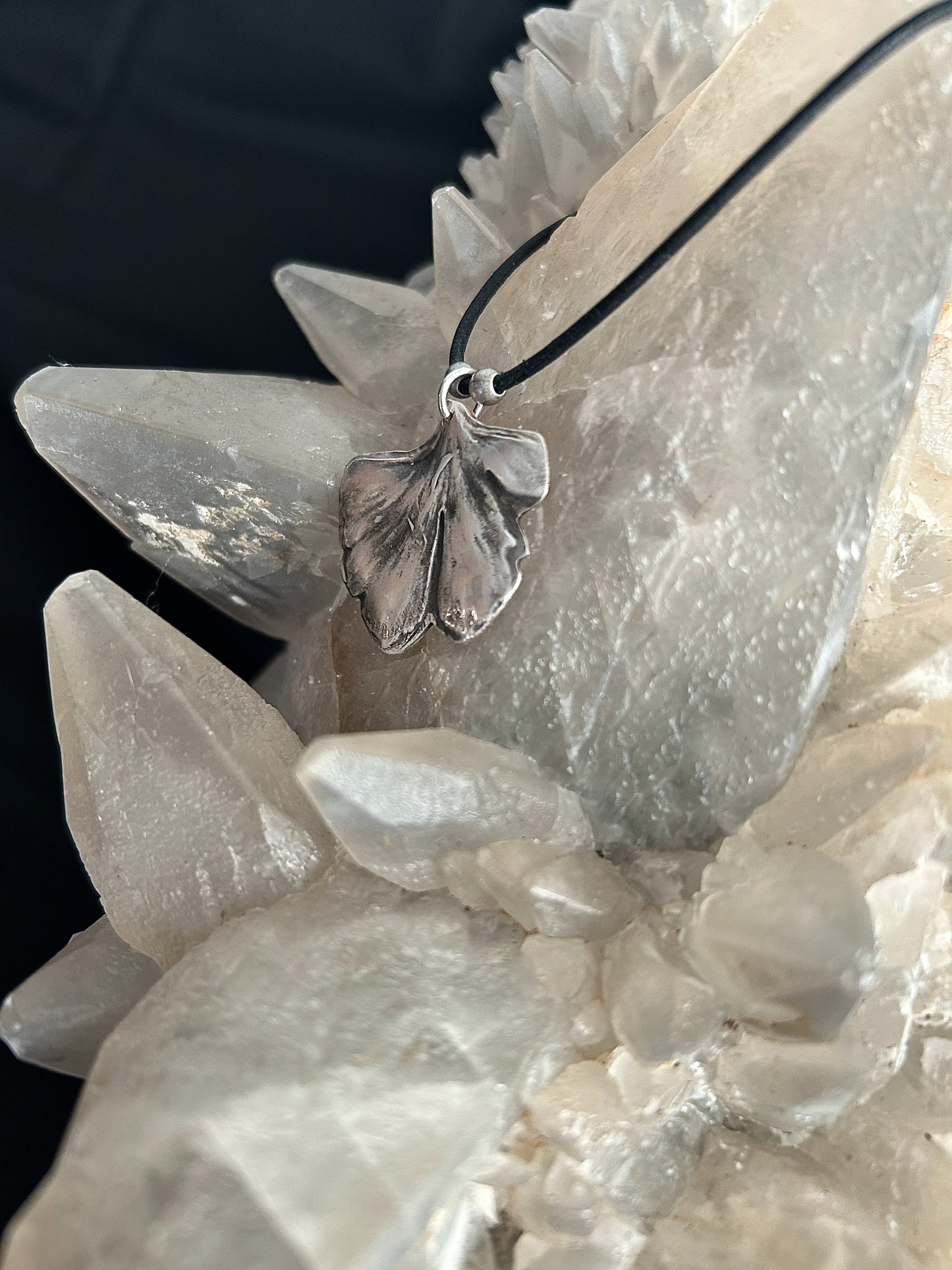 Fine Silver Ginkgo Necklace