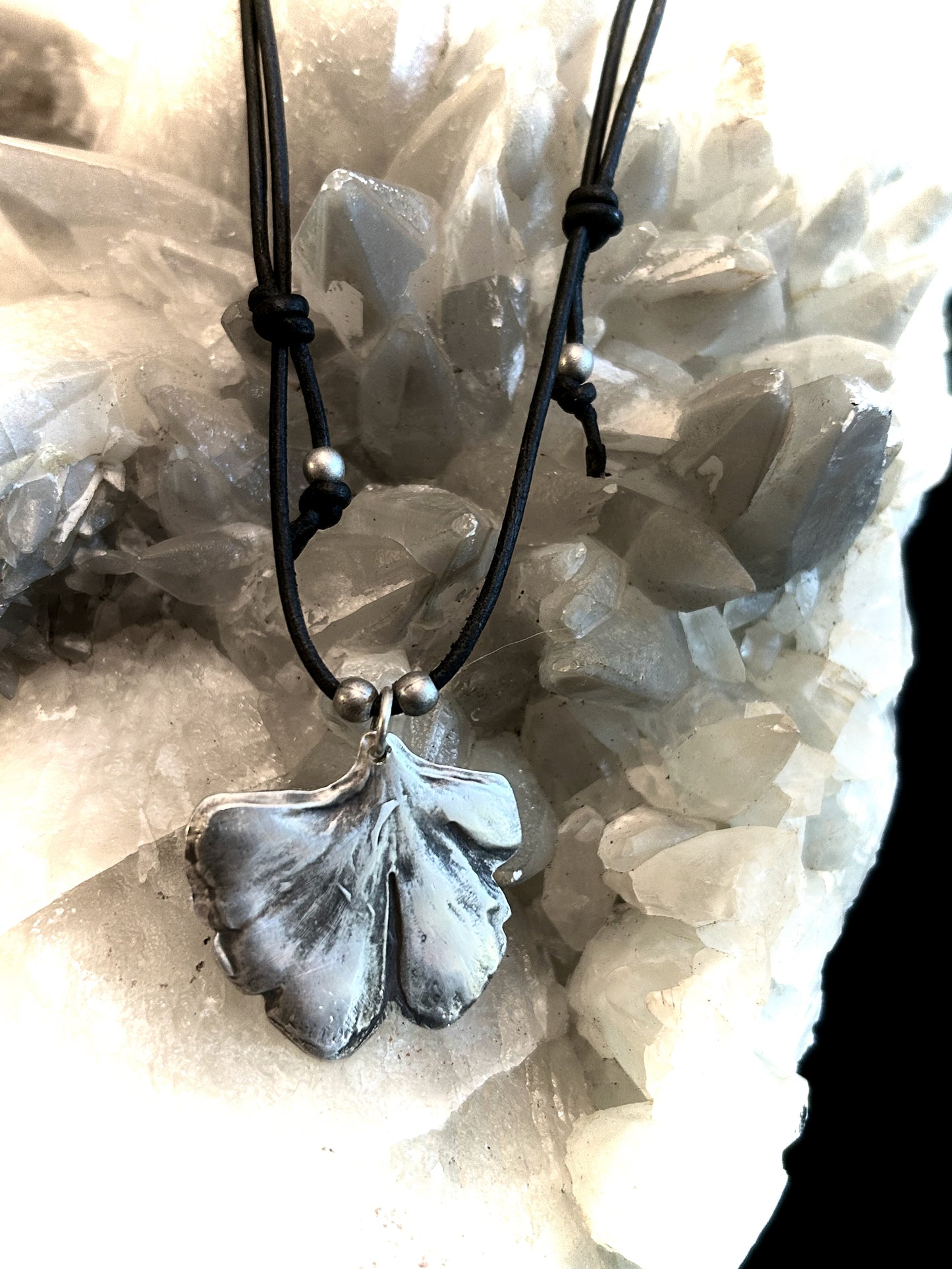 Fine Silver Ginkgo Necklace