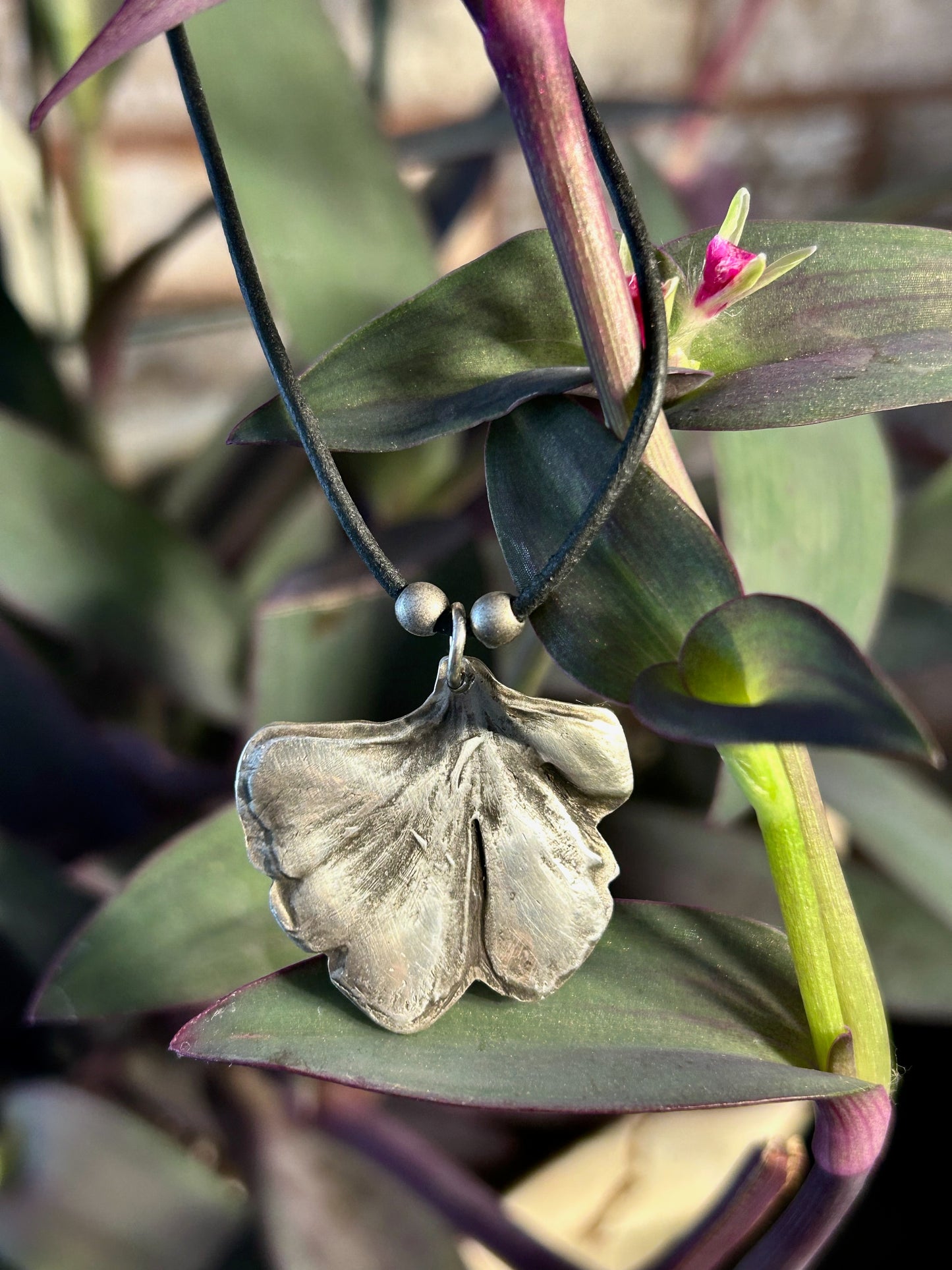 Fine Silver Ginkgo Necklace
