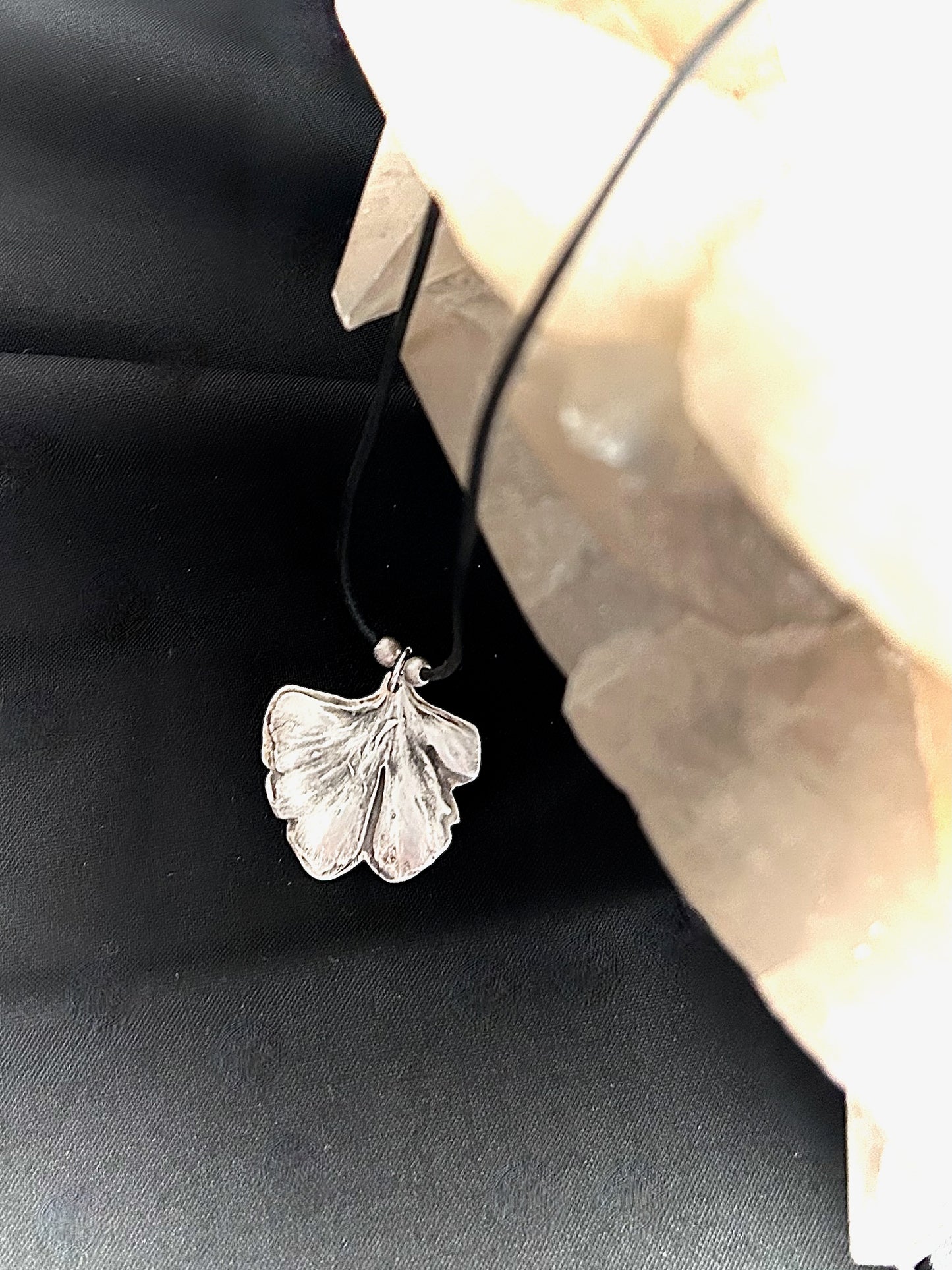 Fine Silver Ginkgo Necklace