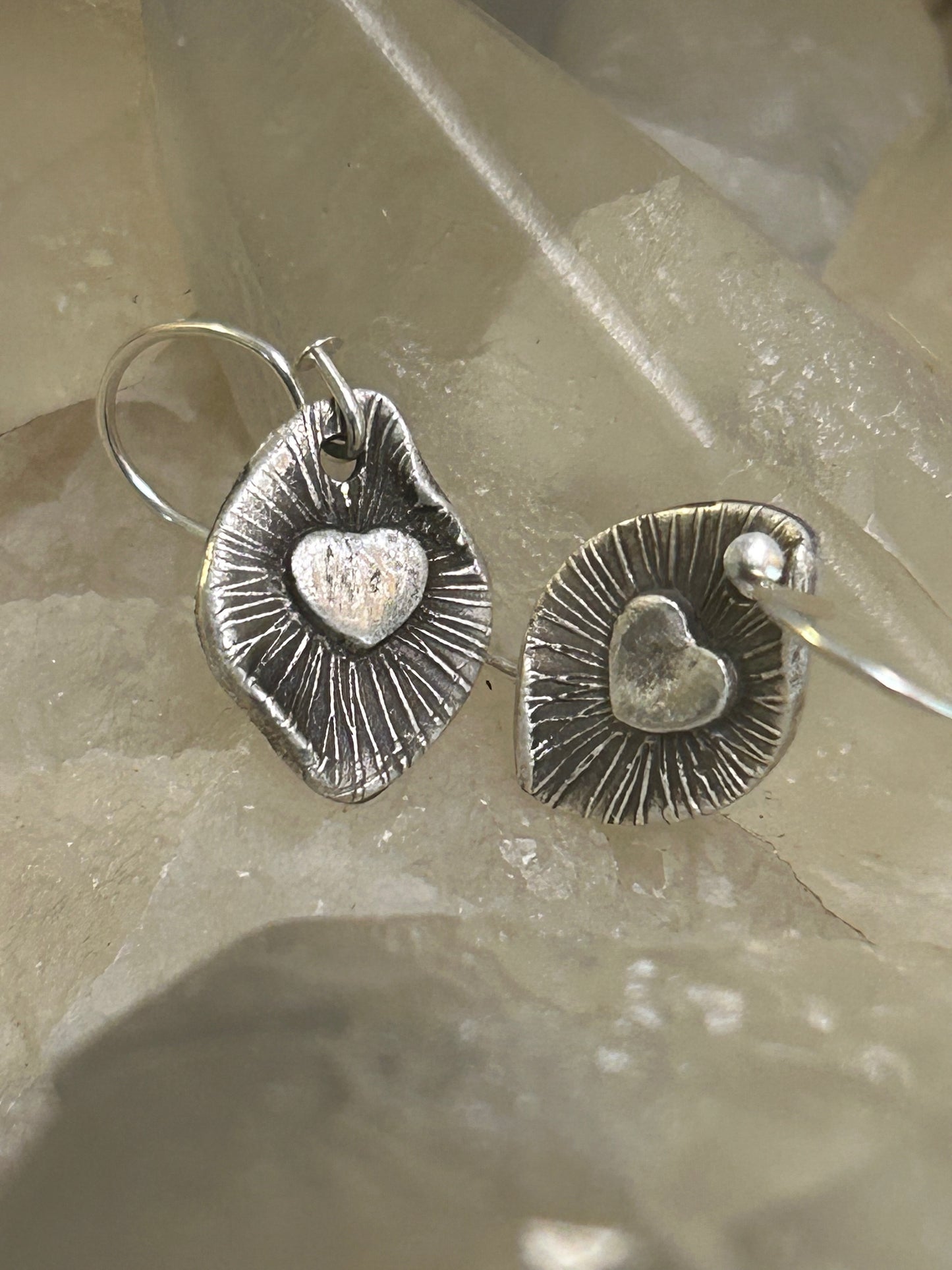 Fine Silver Heart Earrings