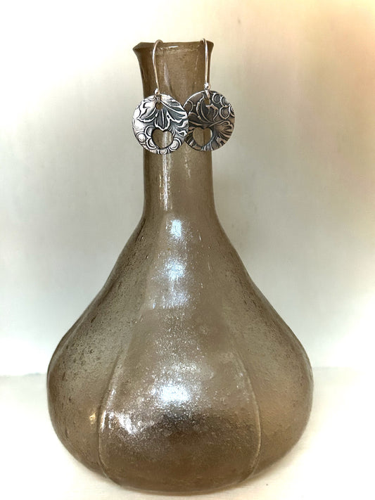 Pure Silver Heart-Cut Lotus Earrings