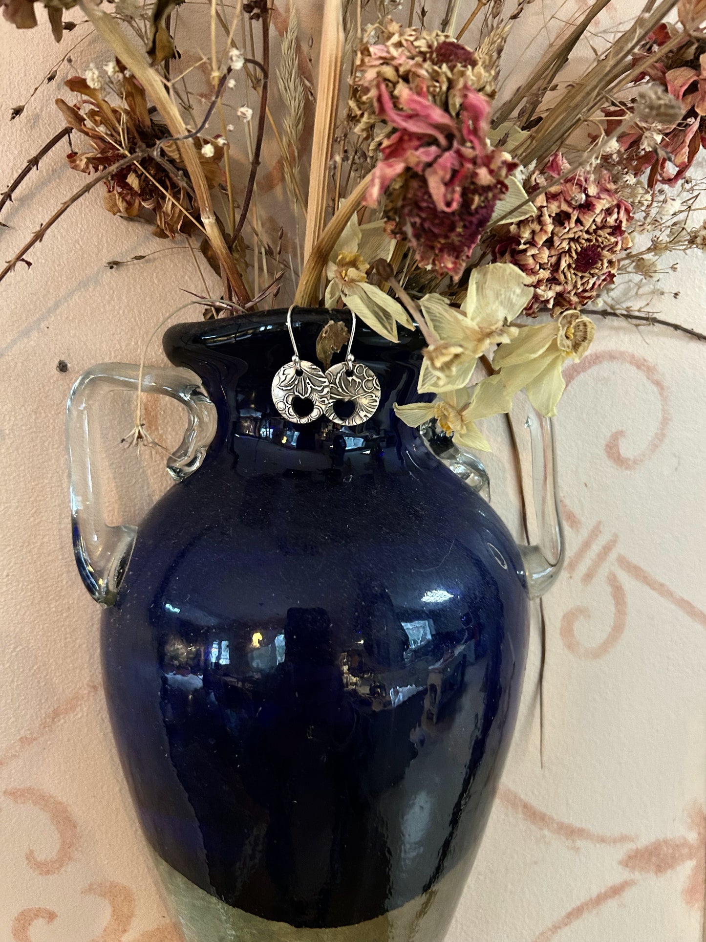 Pure Silver Heart-Cut Lotus Earrings