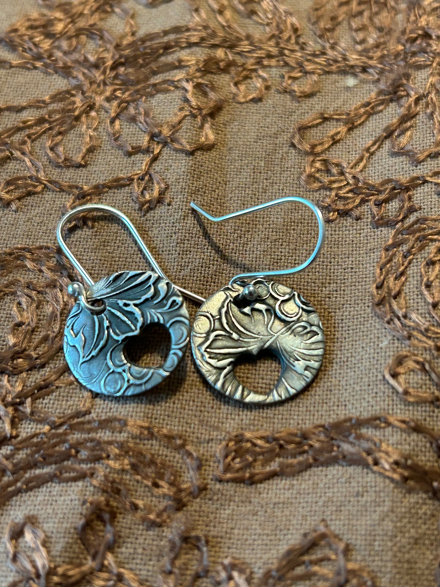 Pure Silver Heart-Cut Lotus Earrings