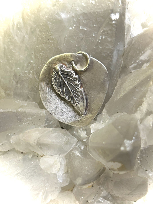 Fine Silver raised Leaf Pendant