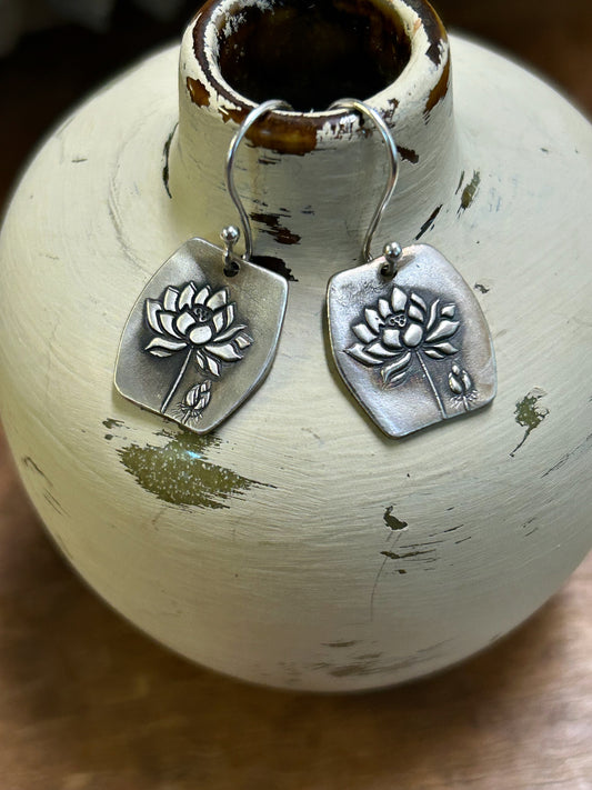 Pure Silver Lotus Blossom Earrings