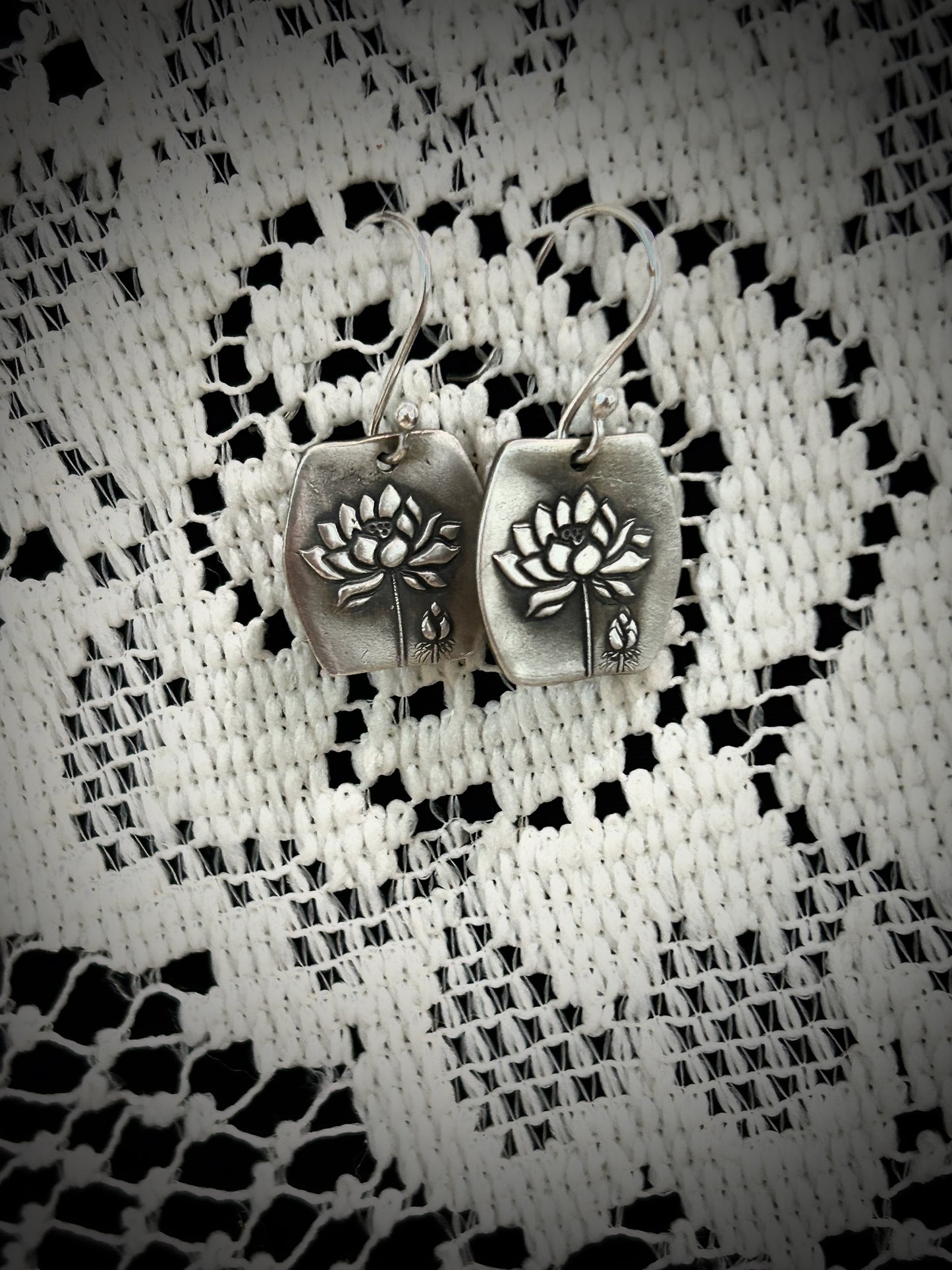 Pure Silver Lotus Blossom Earrings