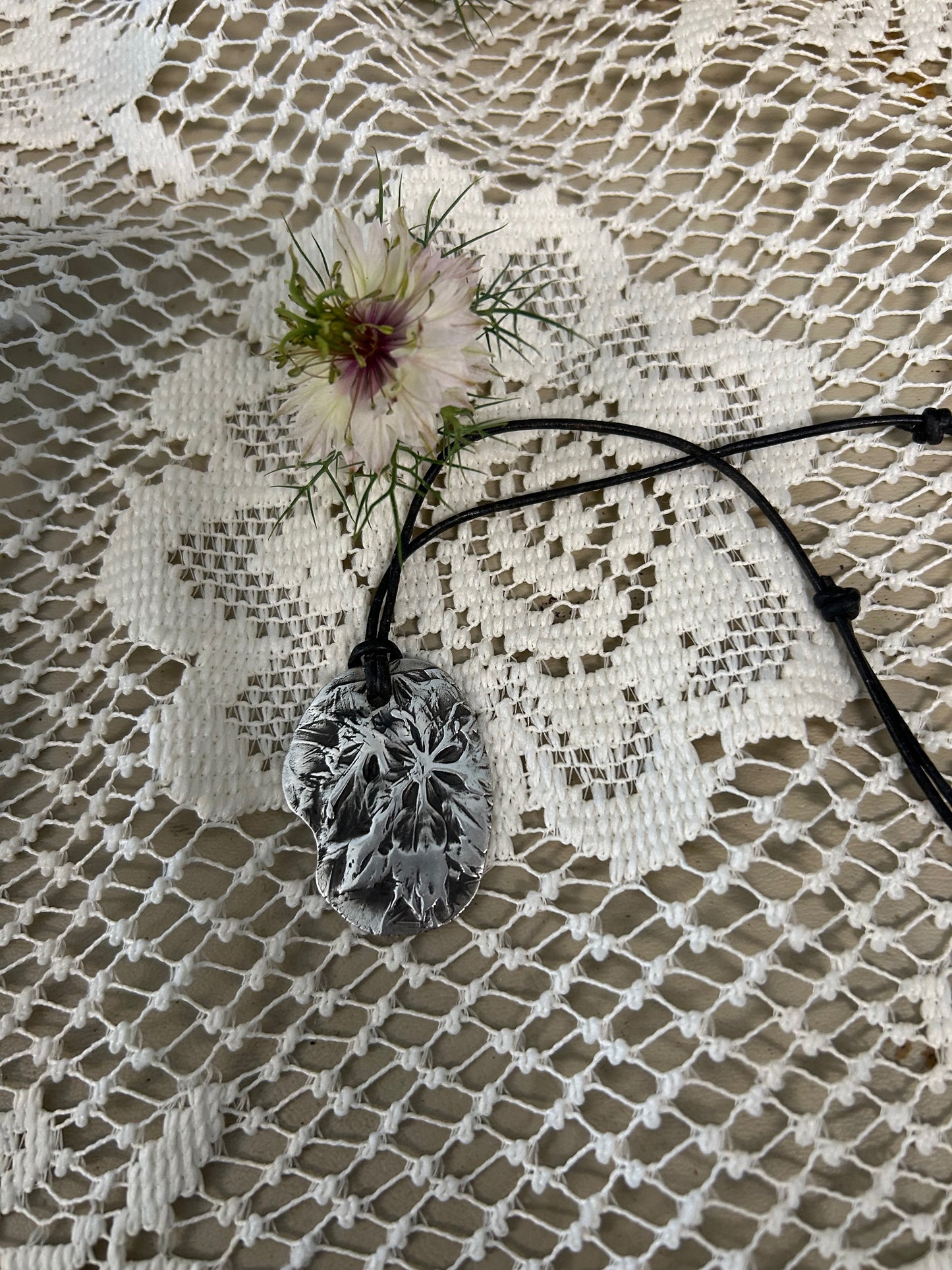 Love in the Mist Organic Silver Pendant