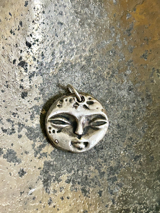 Moon Face and Crater Pendant