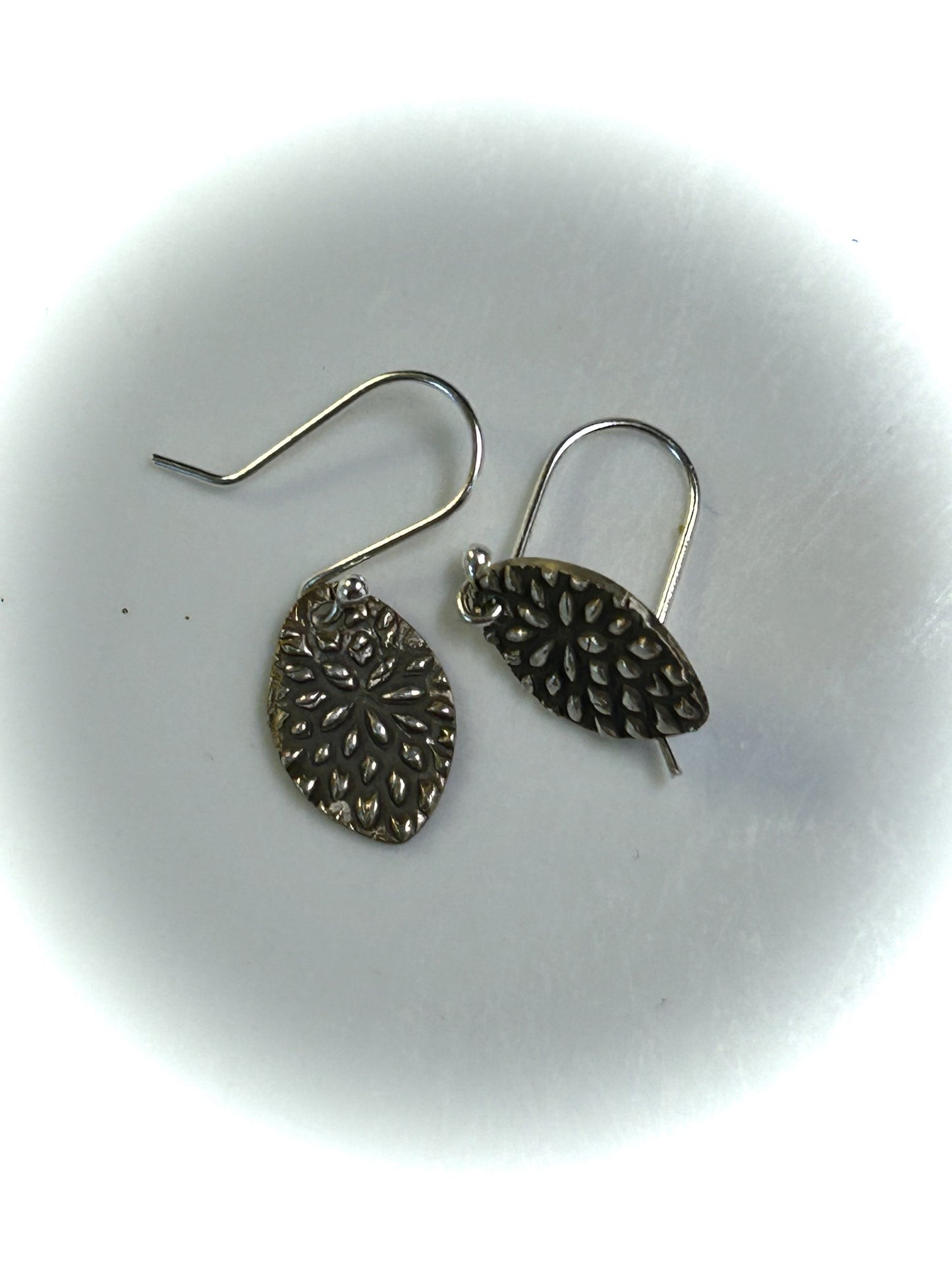 Pure Silver Oval Burst Earrings