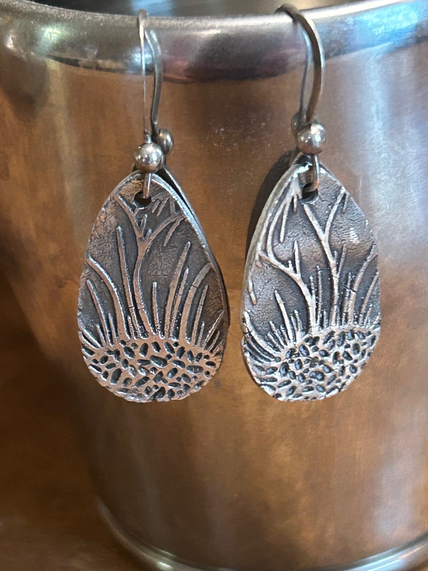 Fine Silver Sunflower Petal Earrings