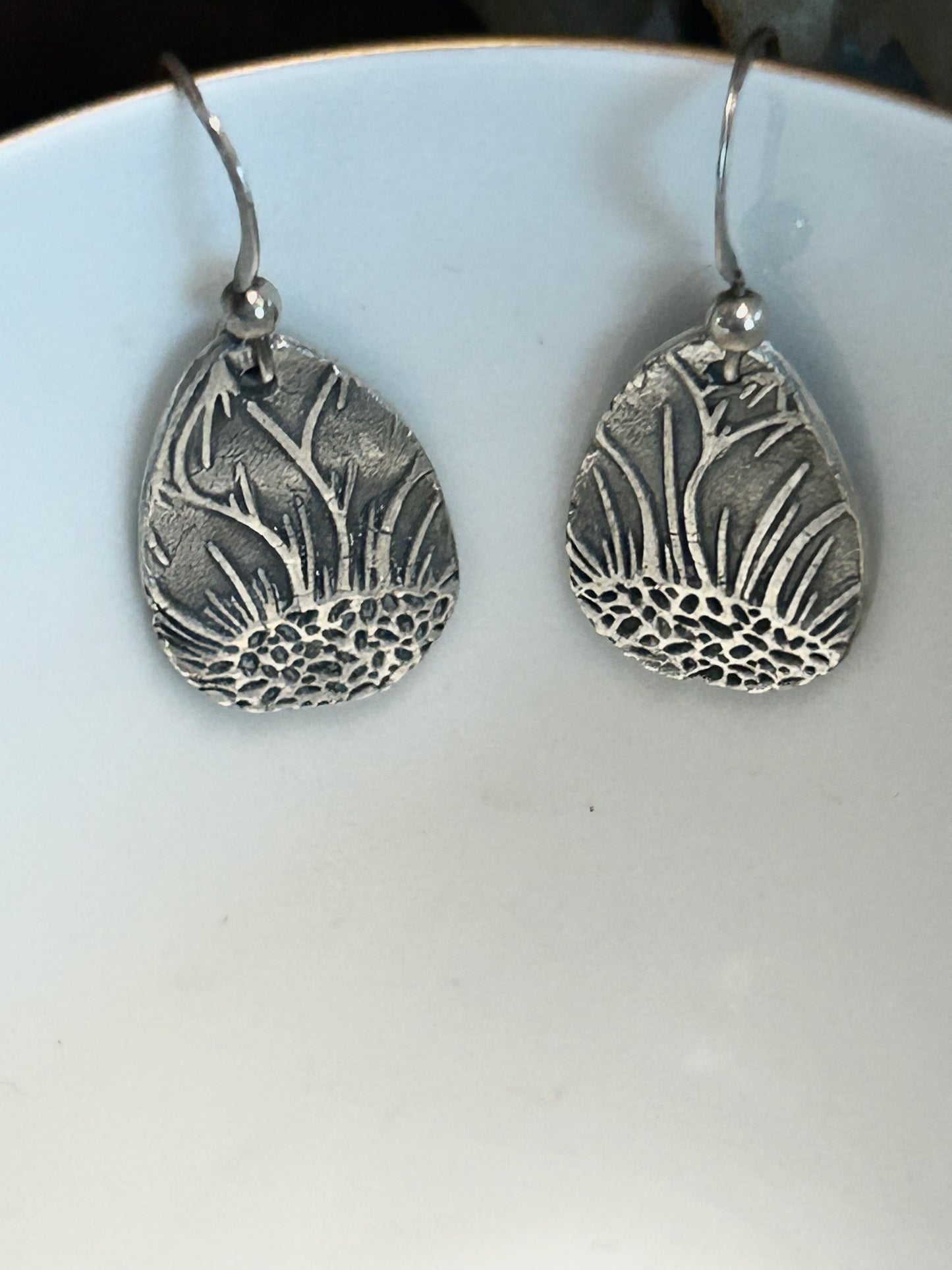 Fine Silver Sunflower Petal Earrings