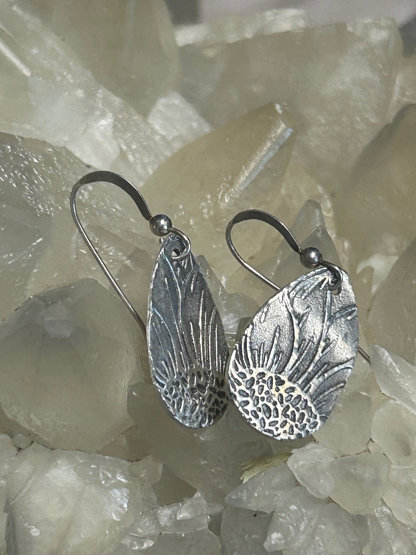 Fine Silver Sunflower Petal Earrings