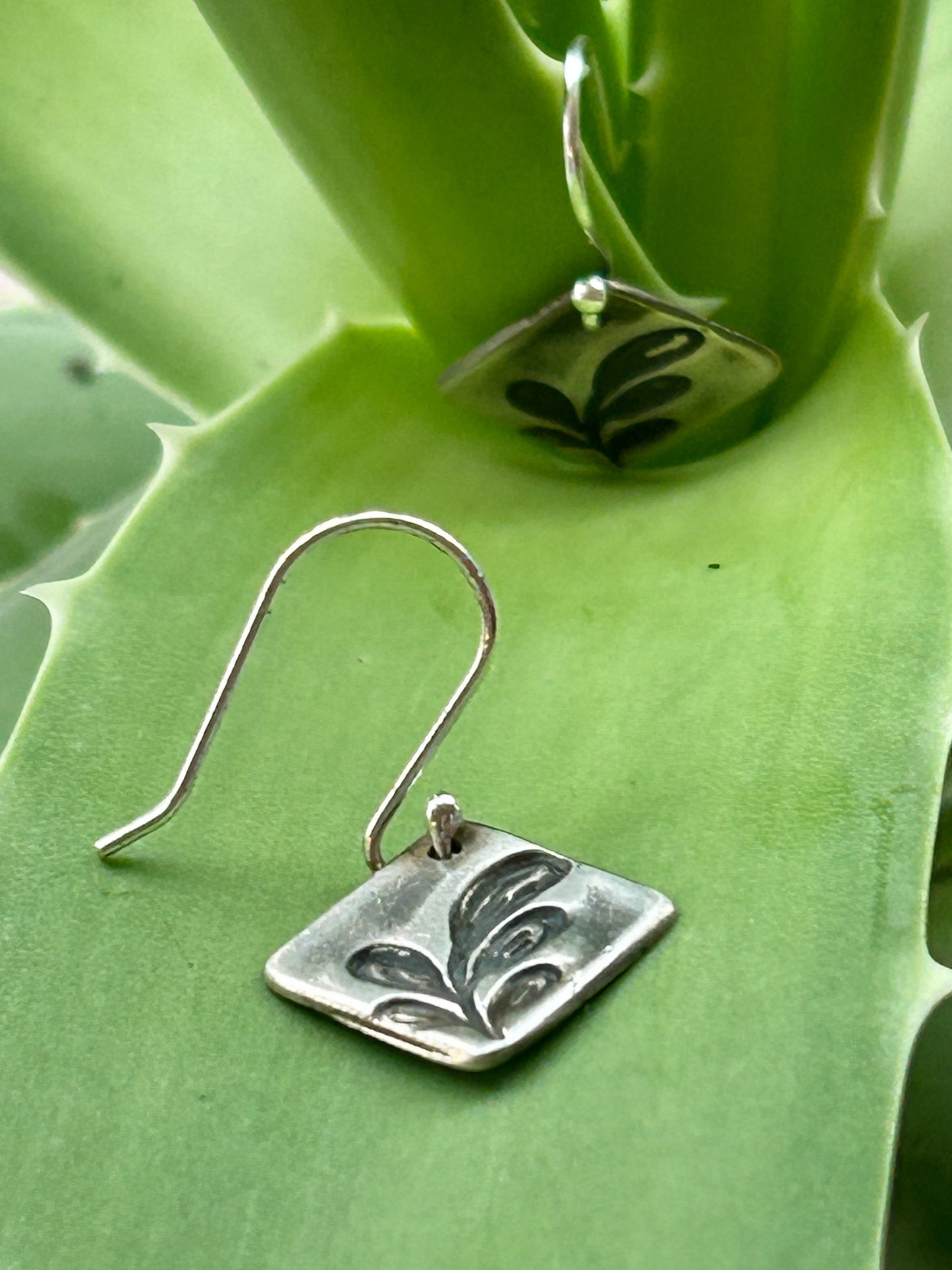 Fine Silver Square Earrings