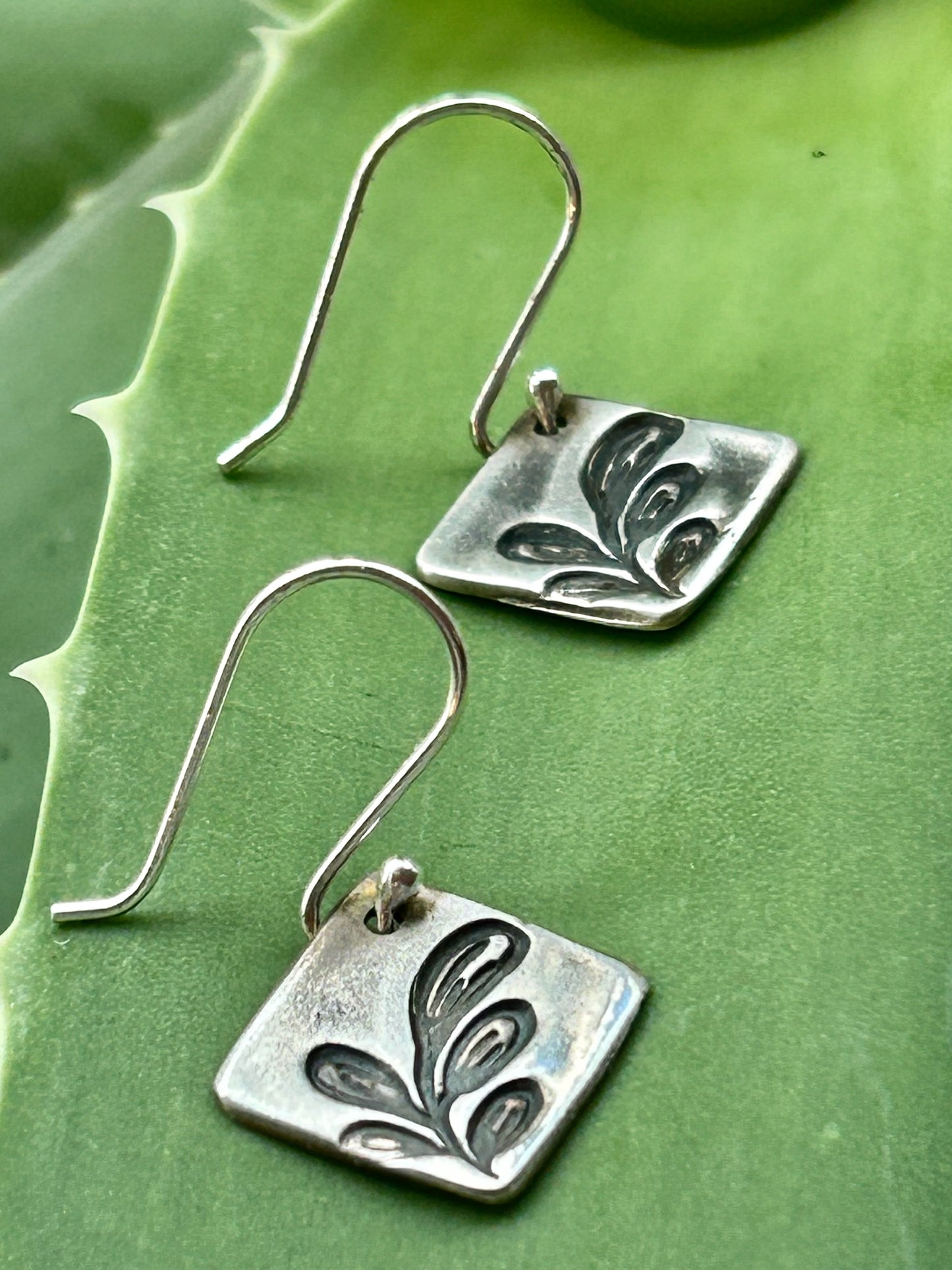Fine Silver Triangle drop earrings