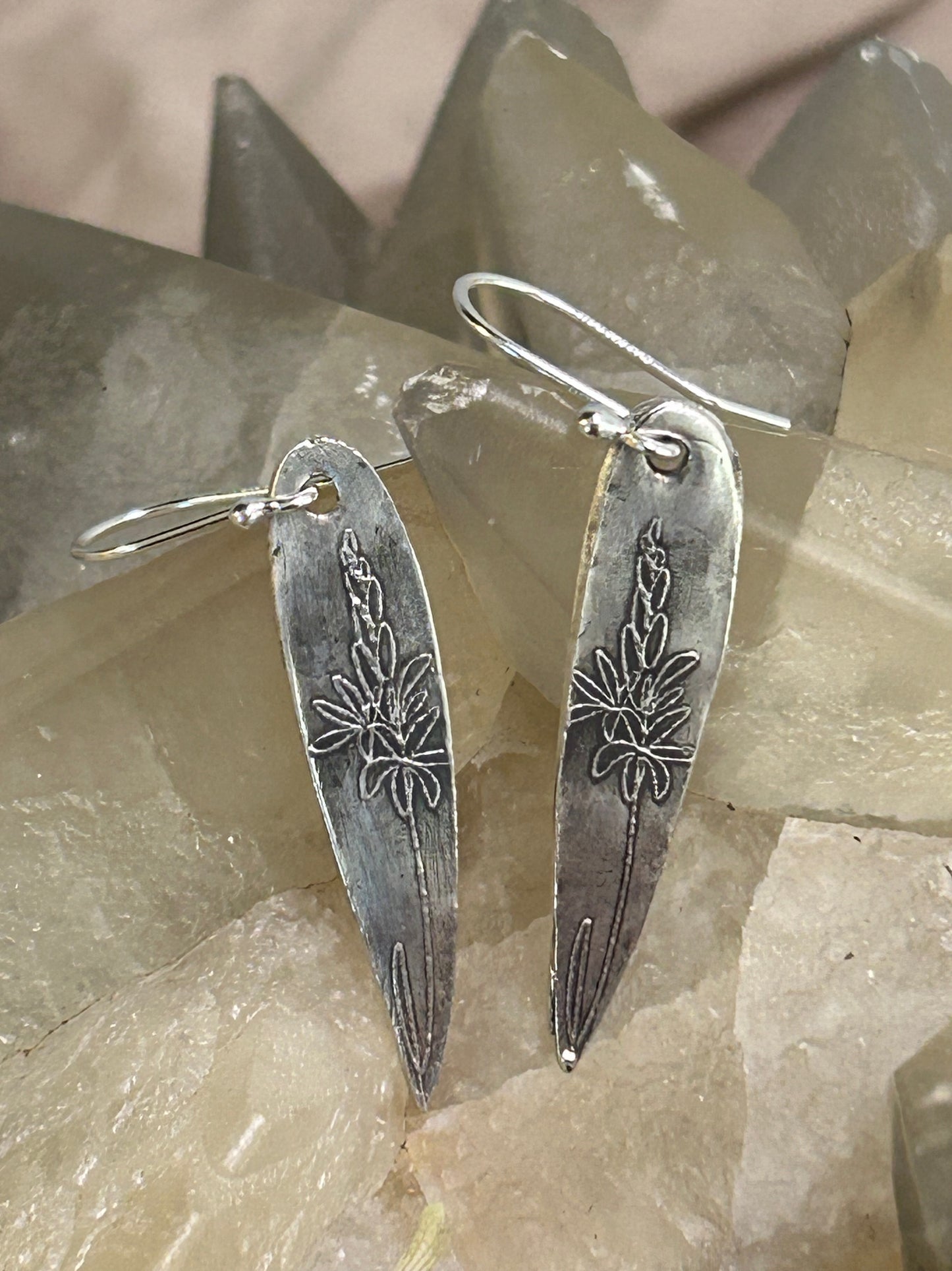 Fine Silver Patina Botanical Earrings