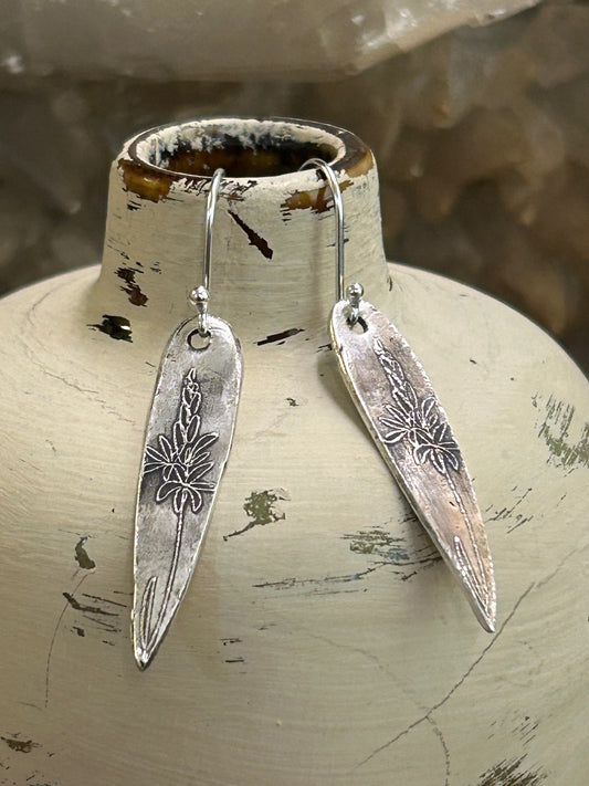 Fine Silver Patina Botanical Earrings